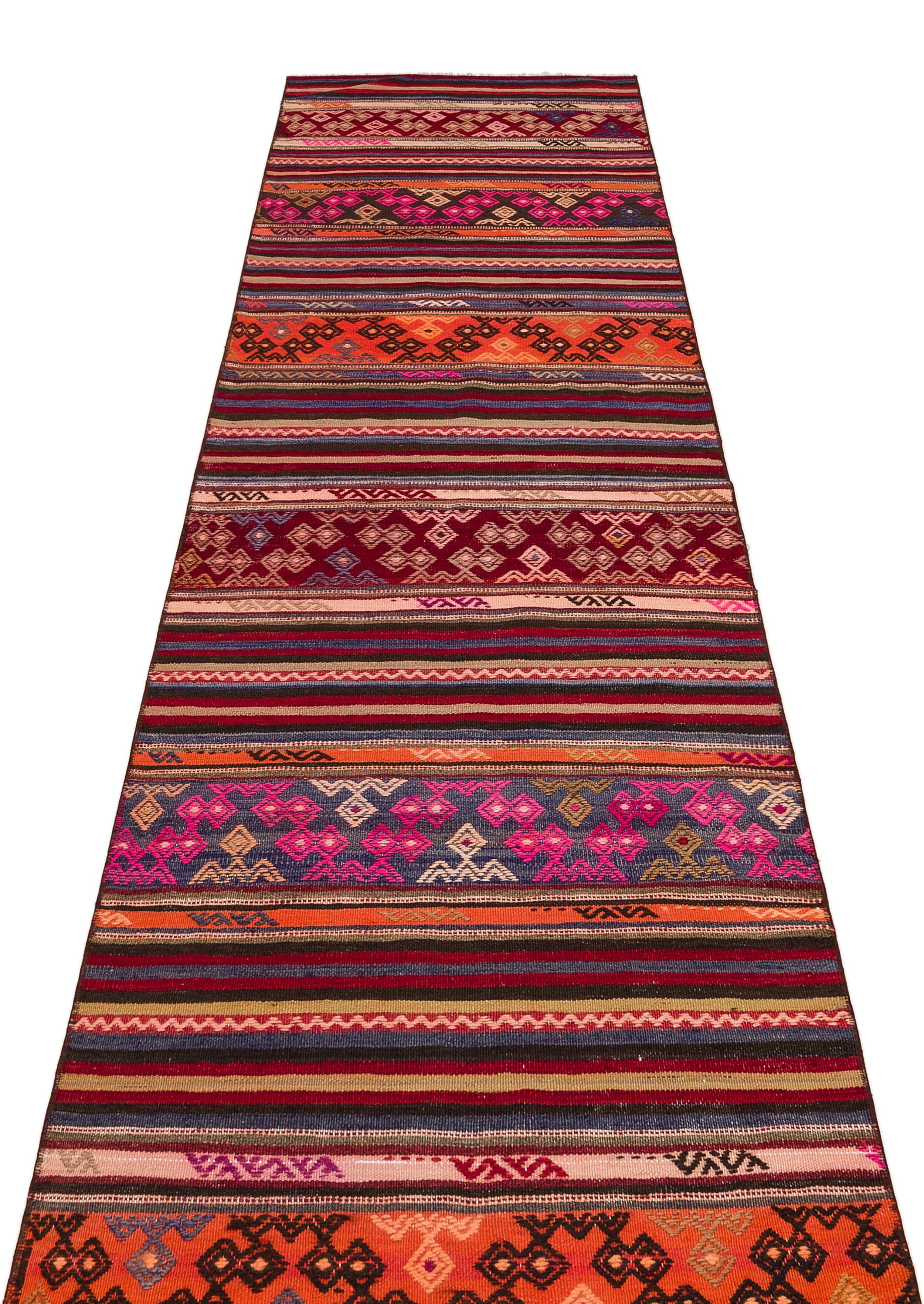 Girit Brown Geometric Wool Handmade Area Rug 2'7" x 9'9"
