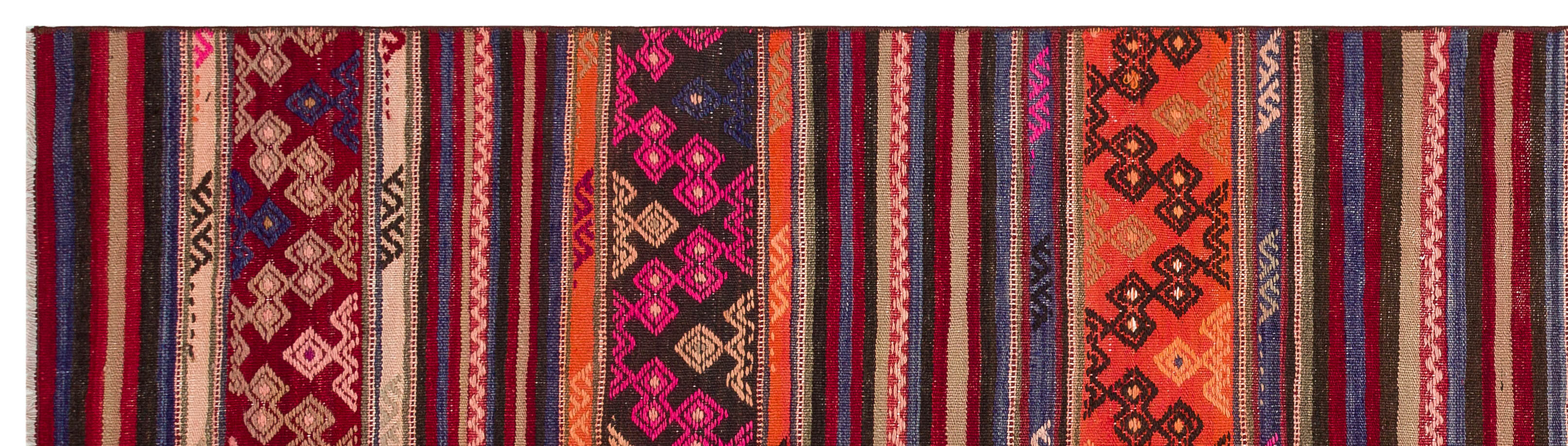 Girit Brown Geometric Wool Handmade Area Rug 2'7" x 9'9"