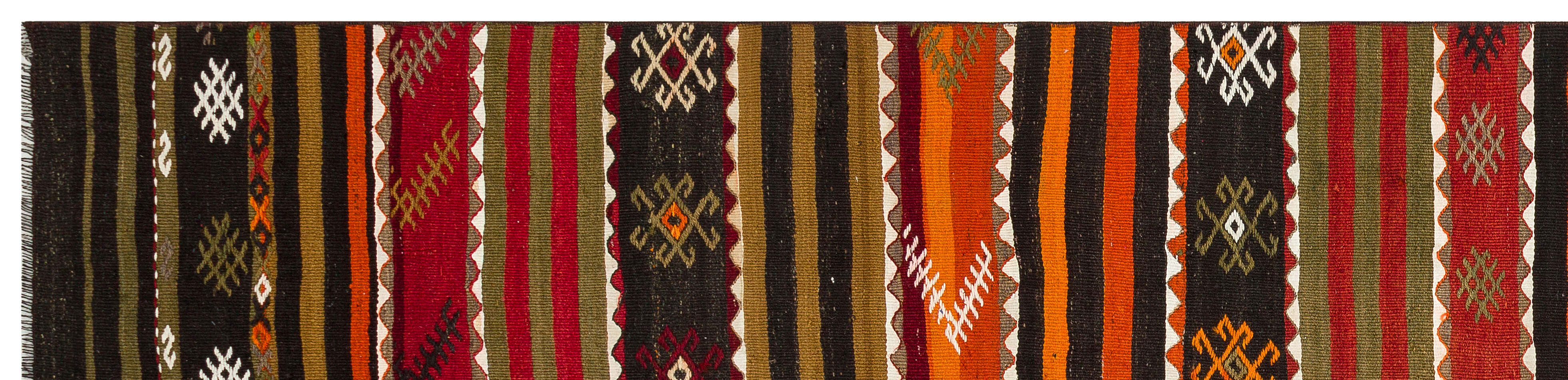 Girit Brown Geometric Wool Handmade Area Rug 2'9" x 11'10"