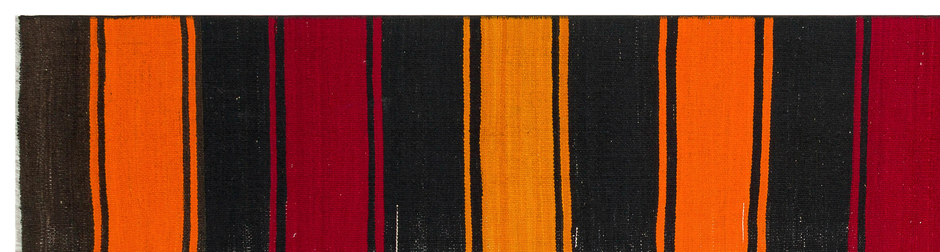 Girit Red Striped Wool Handmade Area Rug 2'7" x 9'11"