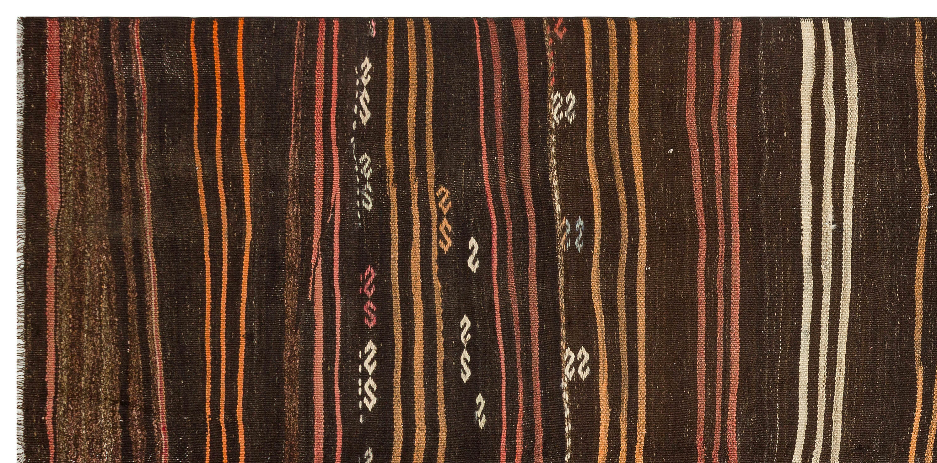 Girit Brown Striped Wool Handmade Area Rug 4'6" x 9'0"