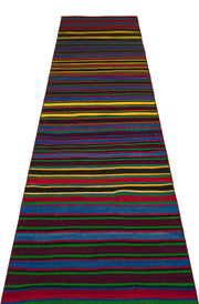Girit Purple Striped Wool Handmade Area Rug 2'8" x 13'0"
