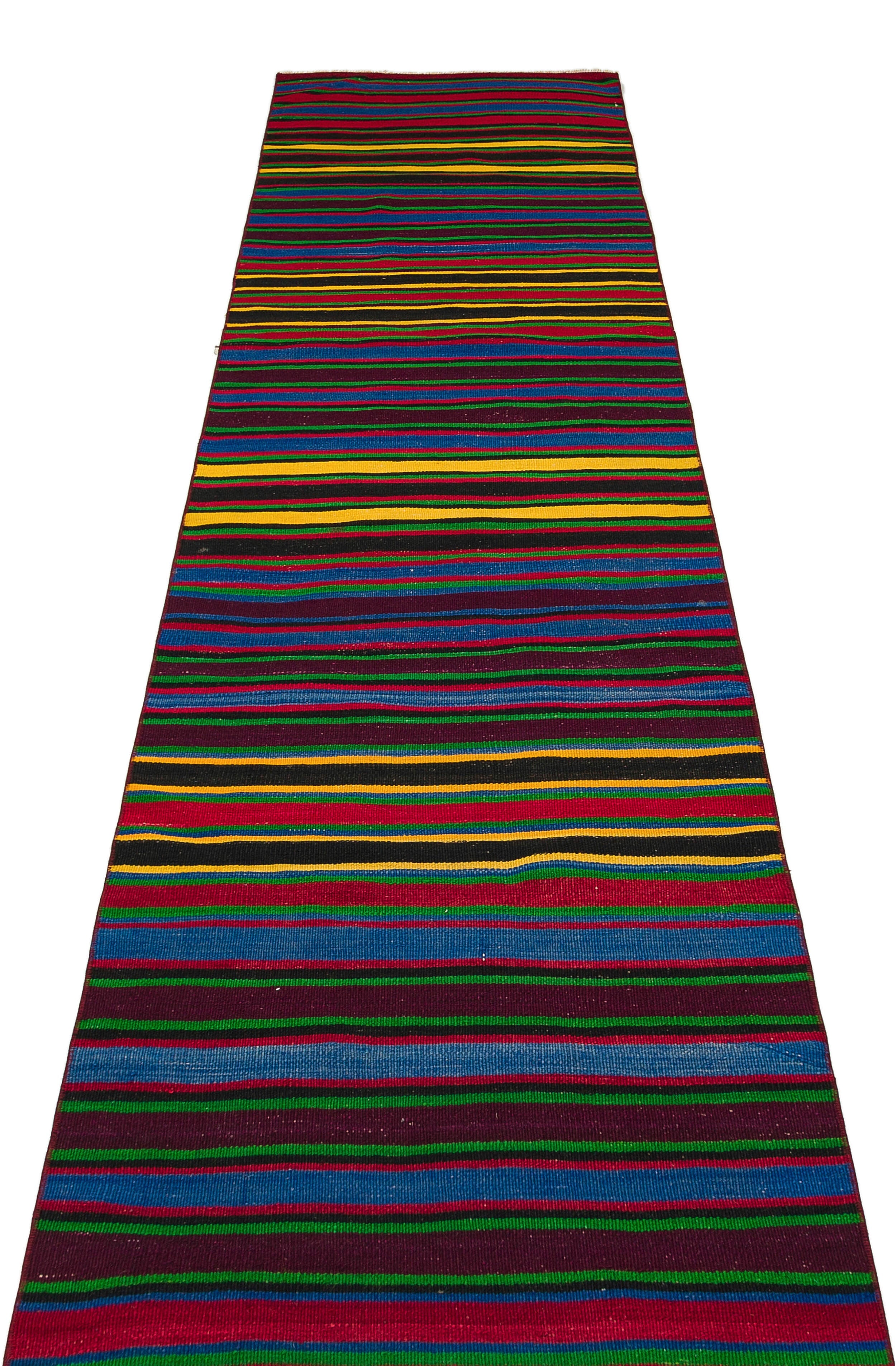Girit Purple Striped Wool Handmade Area Rug 2'8" x 13'0"