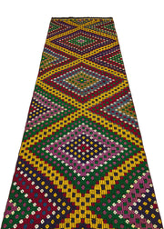 Girit Red Geometric Wool Handmade Area Rug 2'11" x 11'8"