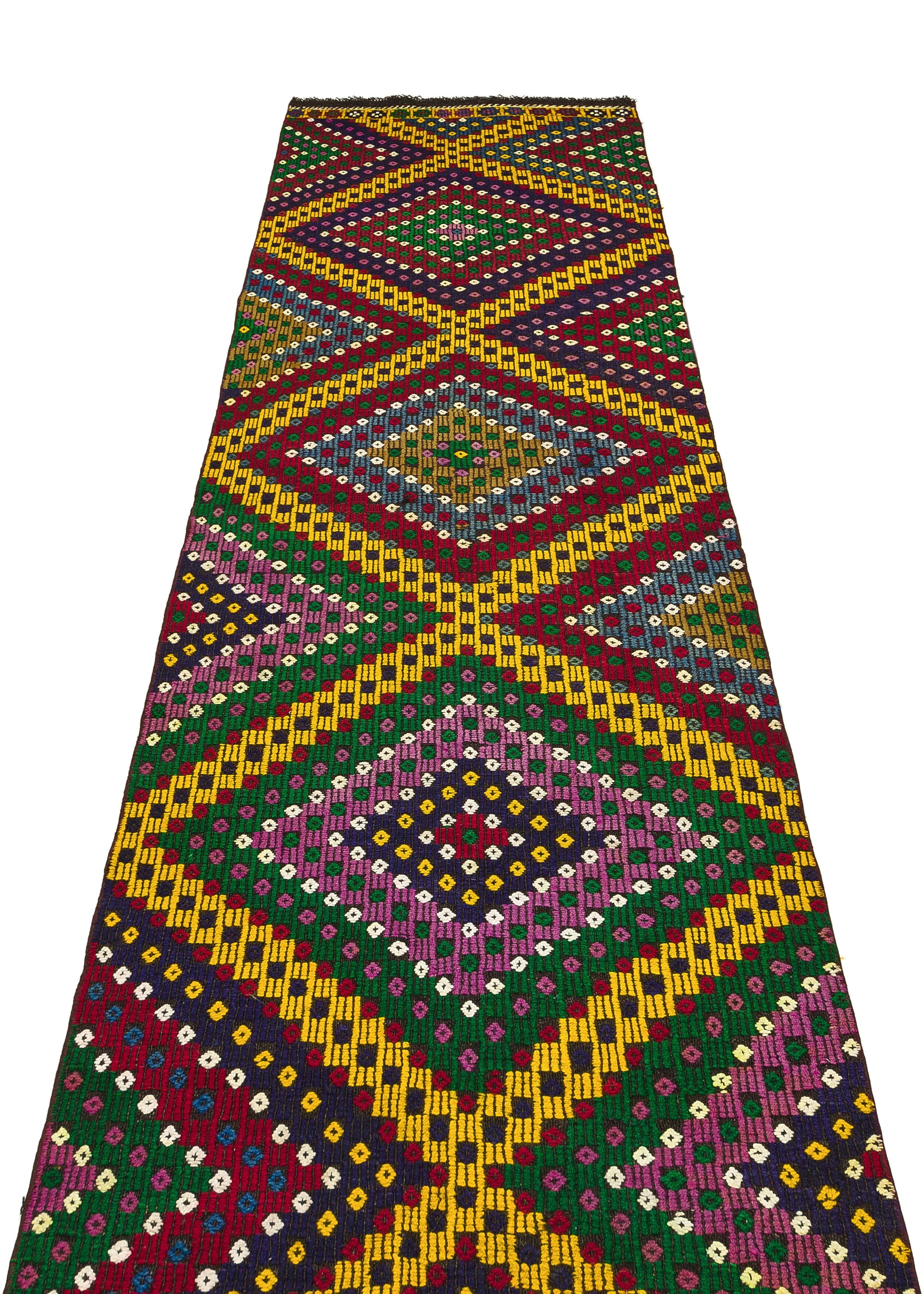 Girit Red Geometric Wool Handmade Area Rug 2'11" x 11'8"