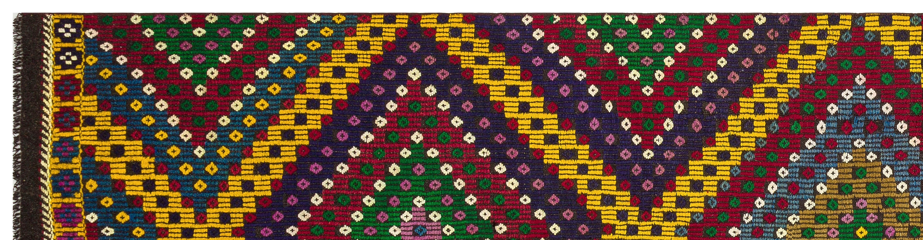Girit Red Geometric Wool Handmade Area Rug 2'11" x 11'8"