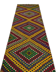 Girit Brown Geometric Wool Handmade Area Rug 3'1" x 11'3"