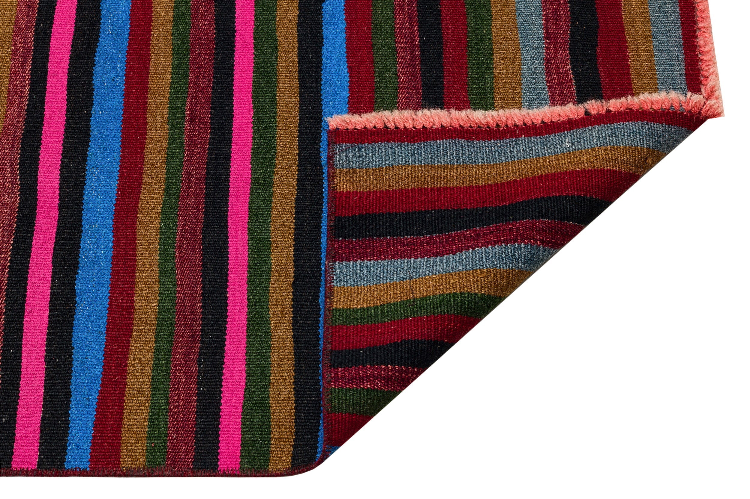 Girit Red Striped Wool Handmade Area Rug 2'7" x 11'2"