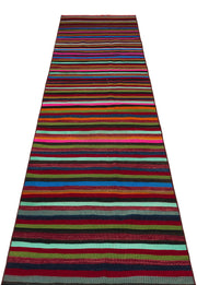 Girit Red Striped Wool Handmade Area Rug 2'7" x 11'2"