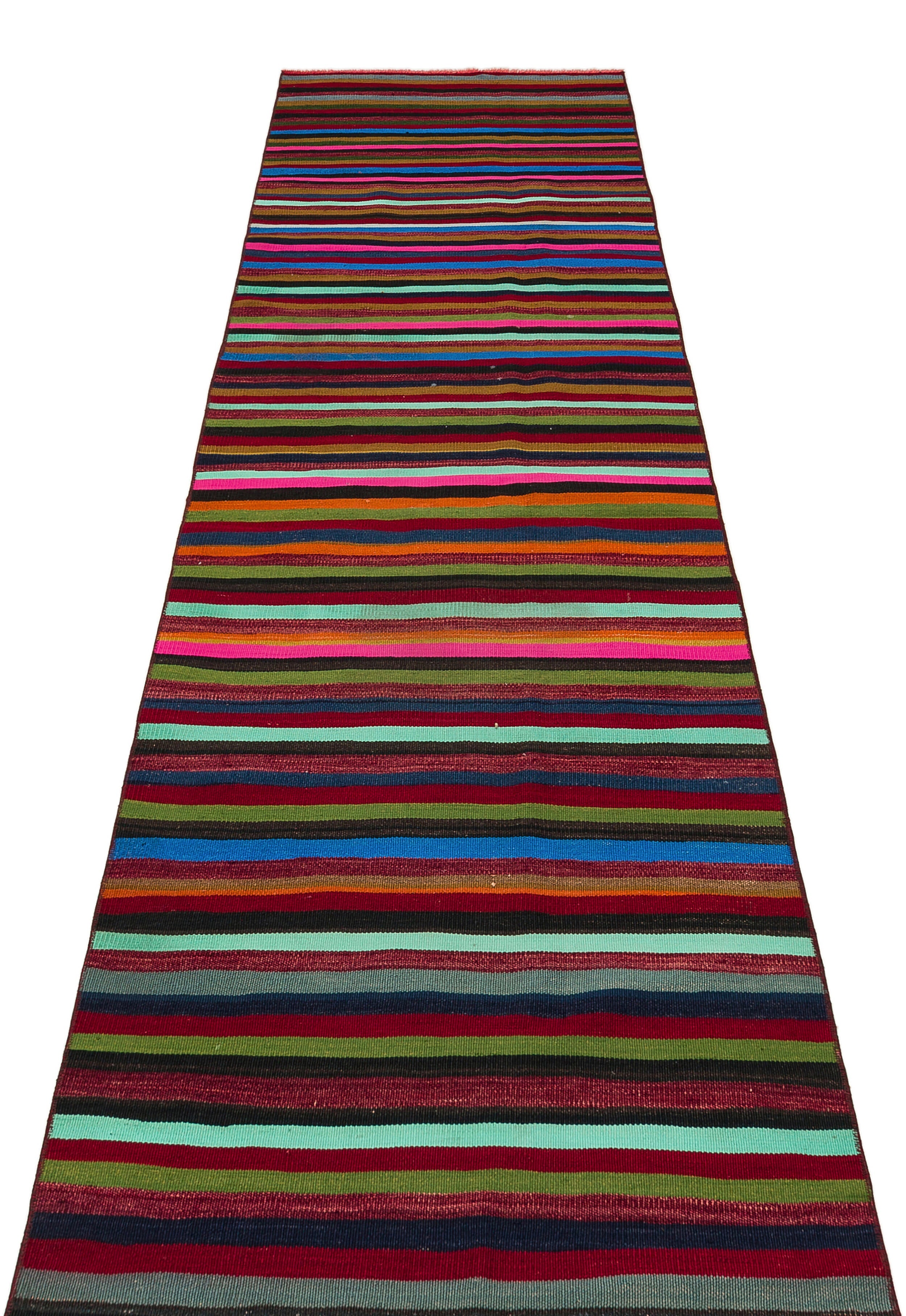 Girit Red Striped Wool Handmade Area Rug 2'7" x 11'2"