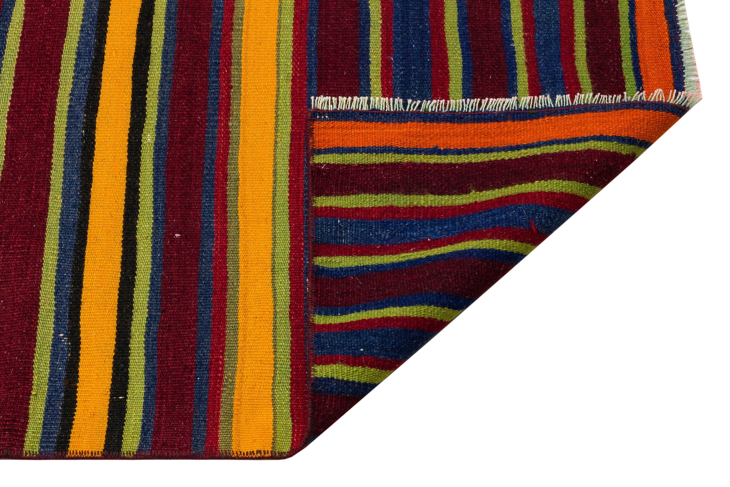 Girit Burgundy Striped Wool Handmade Area Rug 2'9" x 13'2"