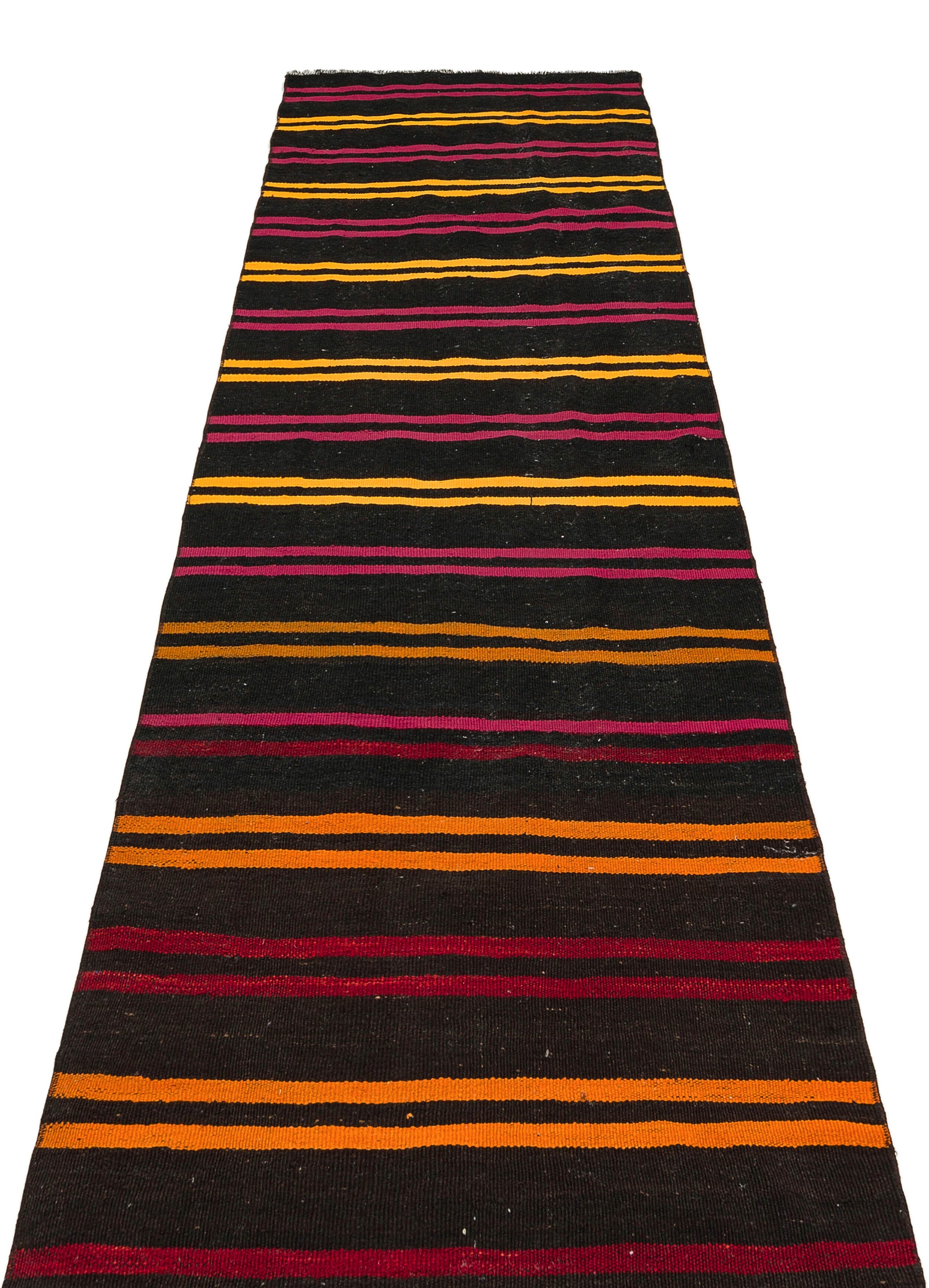 Girit Brown Striped Wool Handmade Area Rug 2'8" x 9'7"