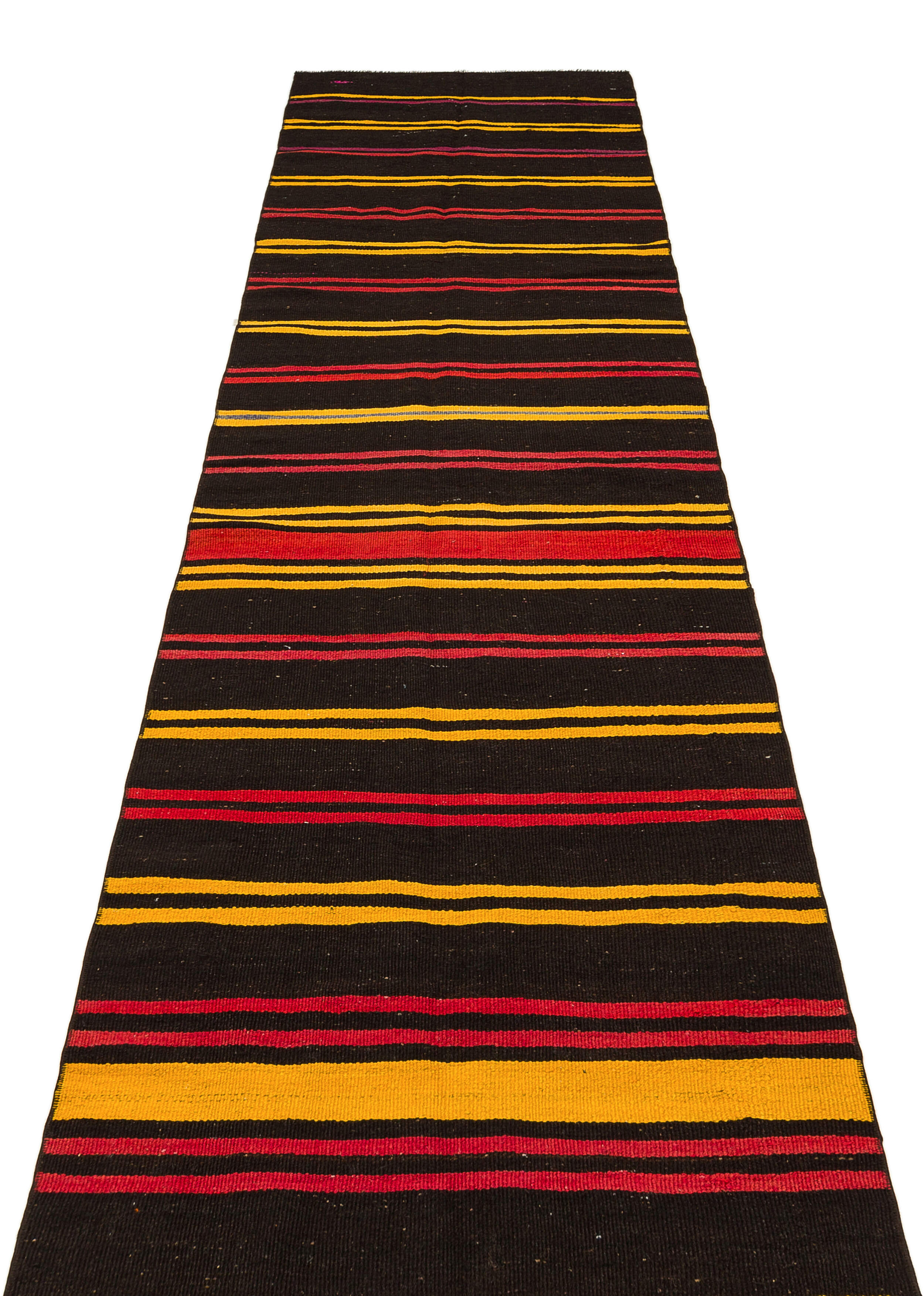 Girit Brown Striped Wool Handmade Area Rug 2'10" x 12'11"