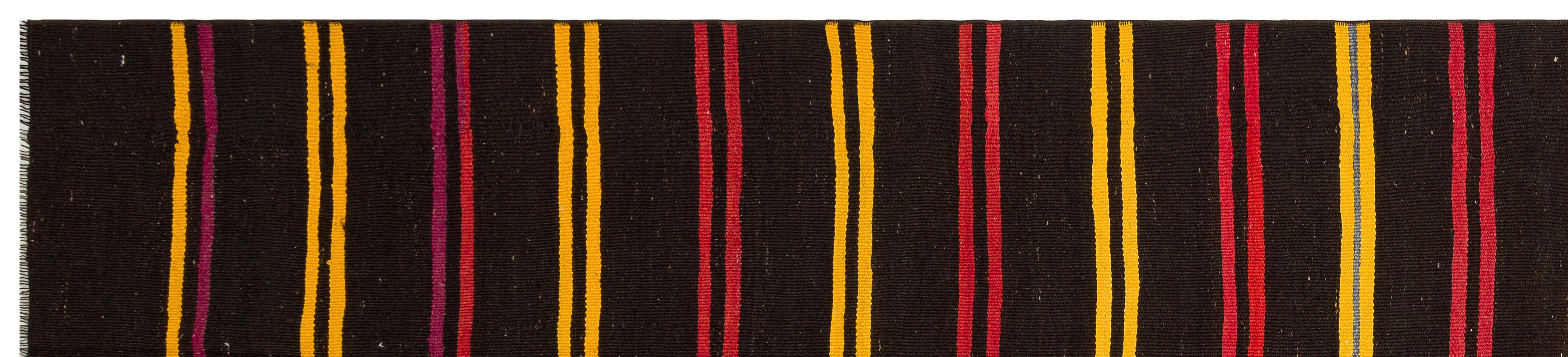 Girit Brown Striped Wool Handmade Area Rug 2'10" x 12'11"
