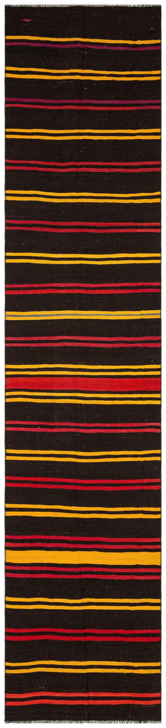 Girit Brown Striped Wool Handmade Area Rug 2'10" x 12'11"