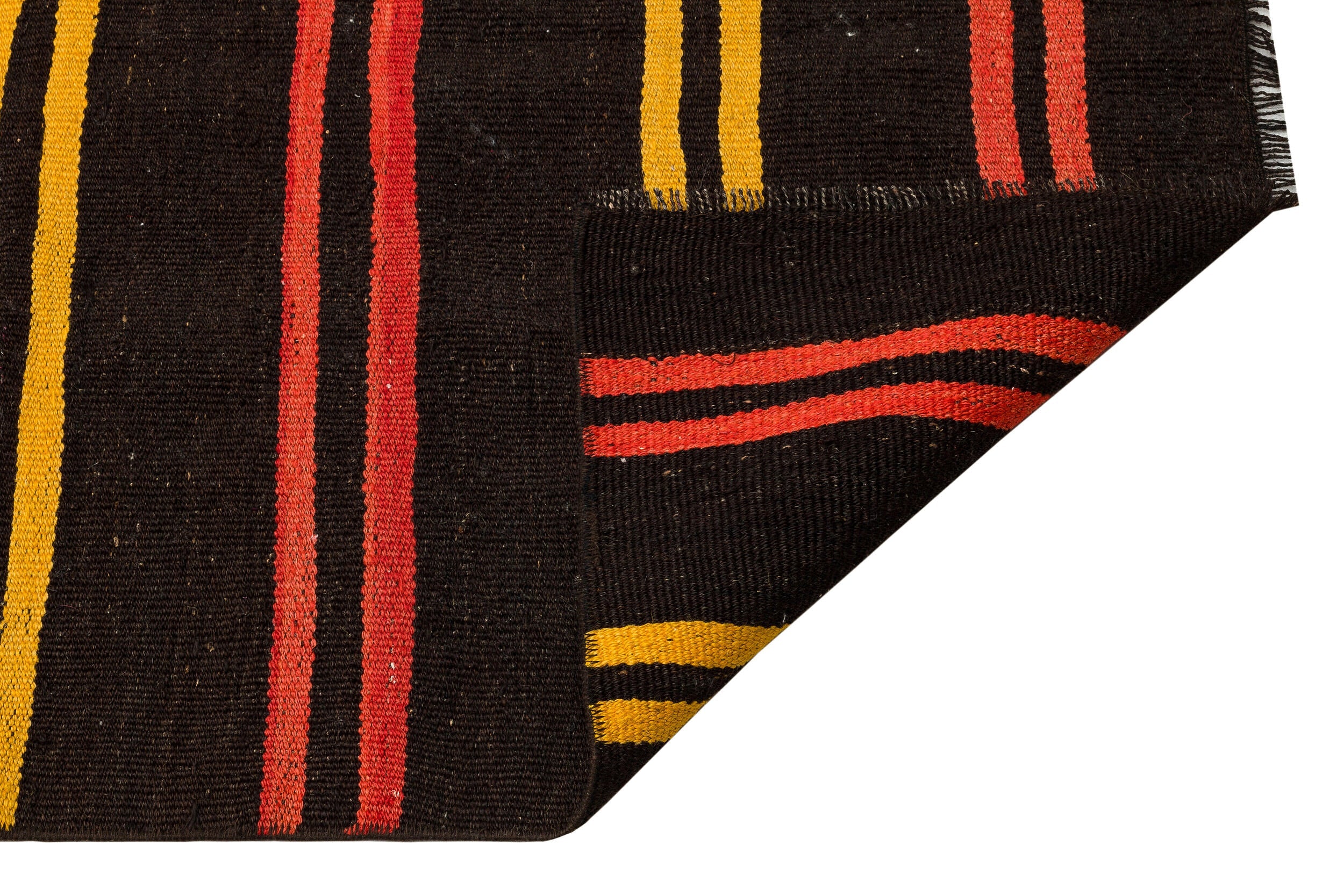 Girit Brown Striped Wool Handmade Area Rug 2'11" x 12'9"