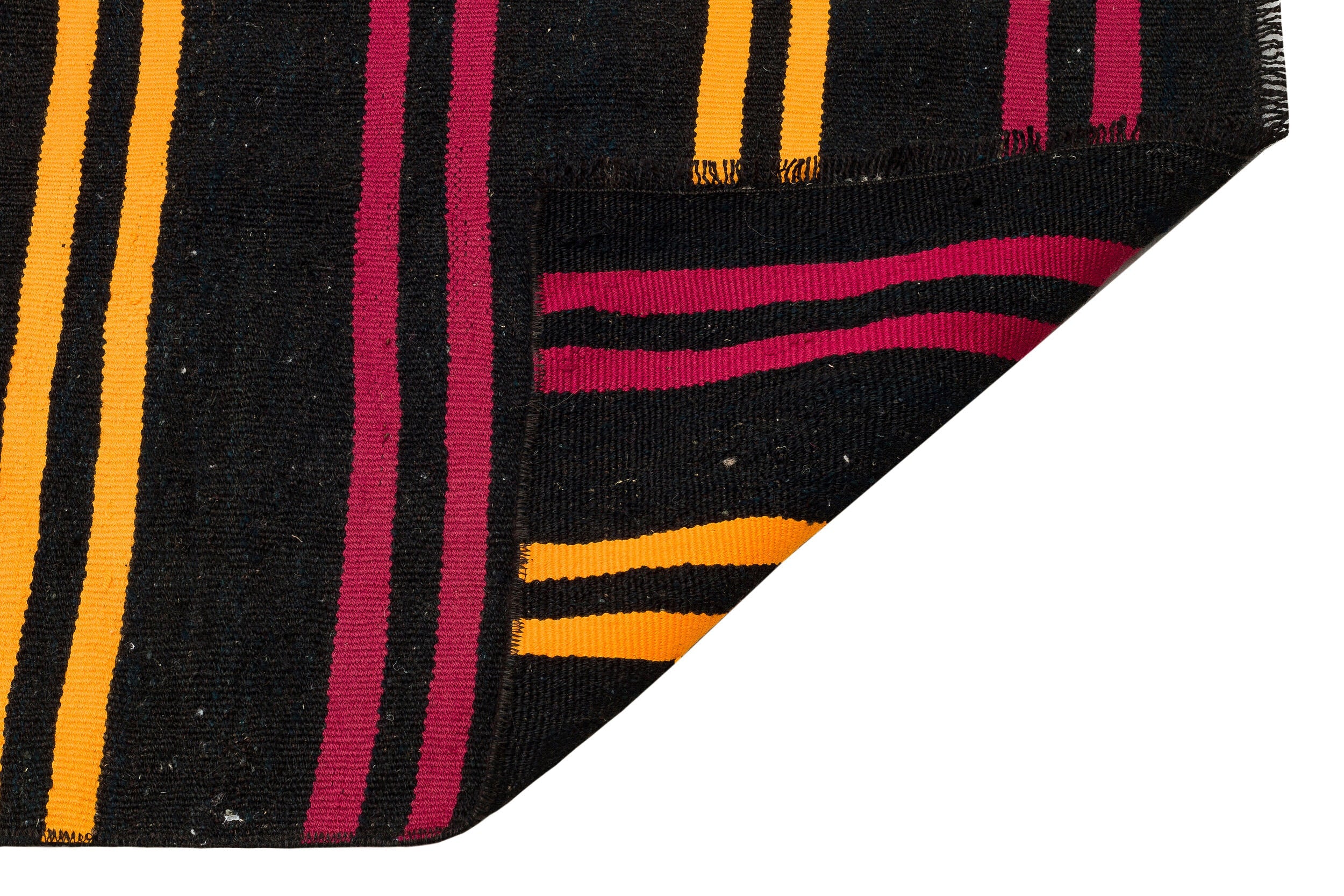 Girit Black Striped Wool Handmade Area Rug 2'8" x 9'10"