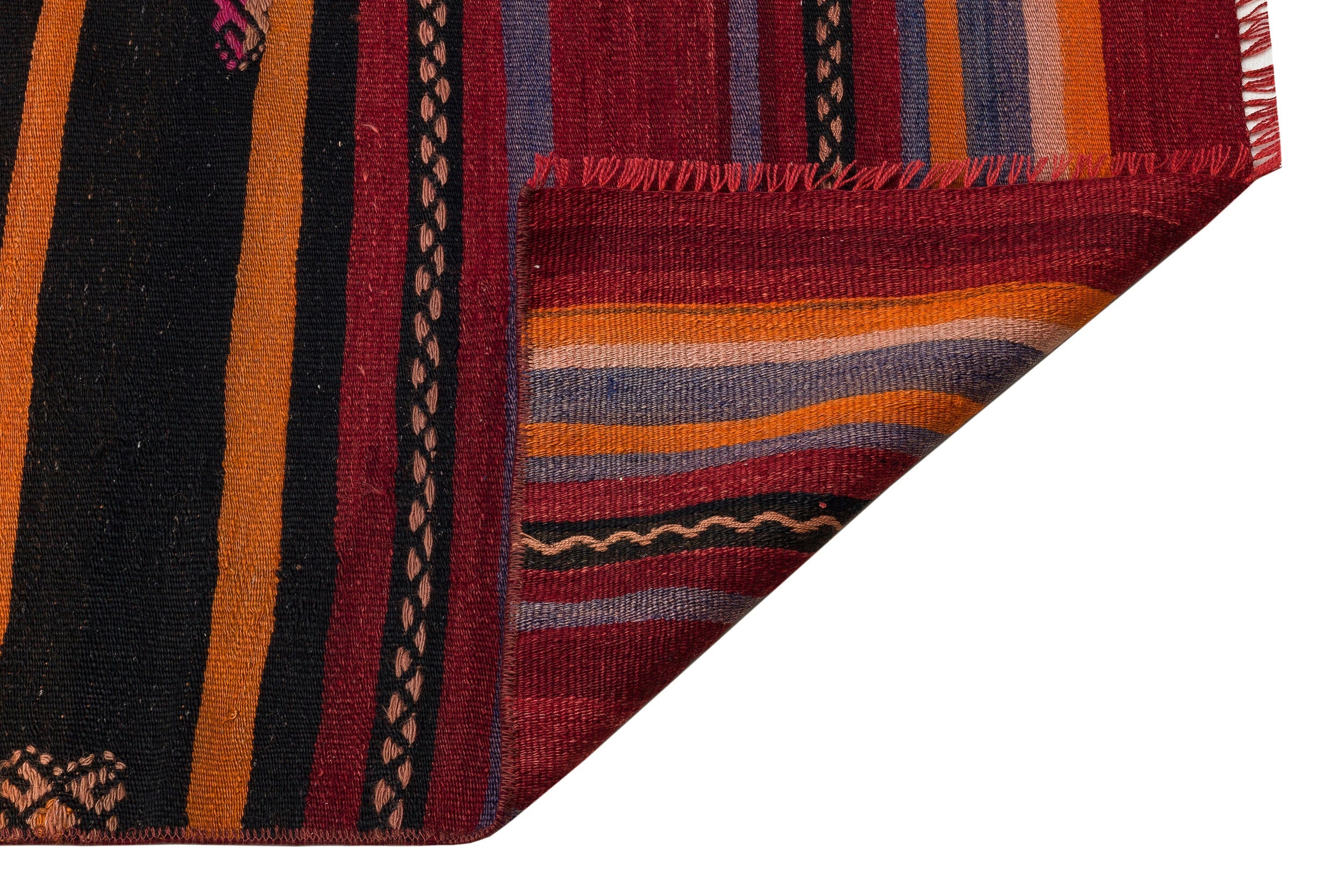 Girit Red Striped Wool Handmade Area Rug 2'8" x 11'0"