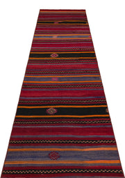 Girit Red Striped Wool Handmade Area Rug 2'8" x 11'0"