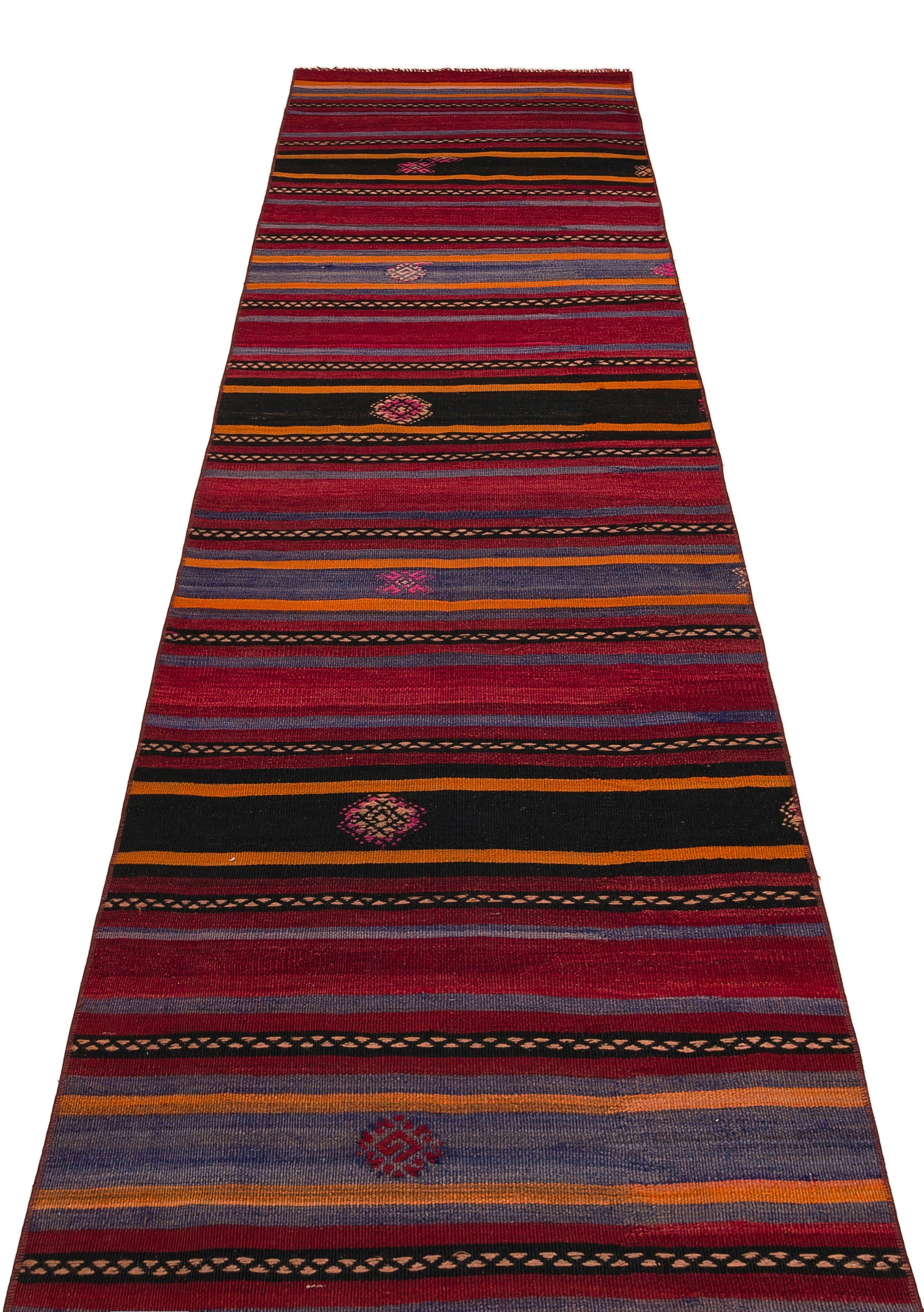 Girit Red Striped Wool Handmade Area Rug 2'8" x 11'0"