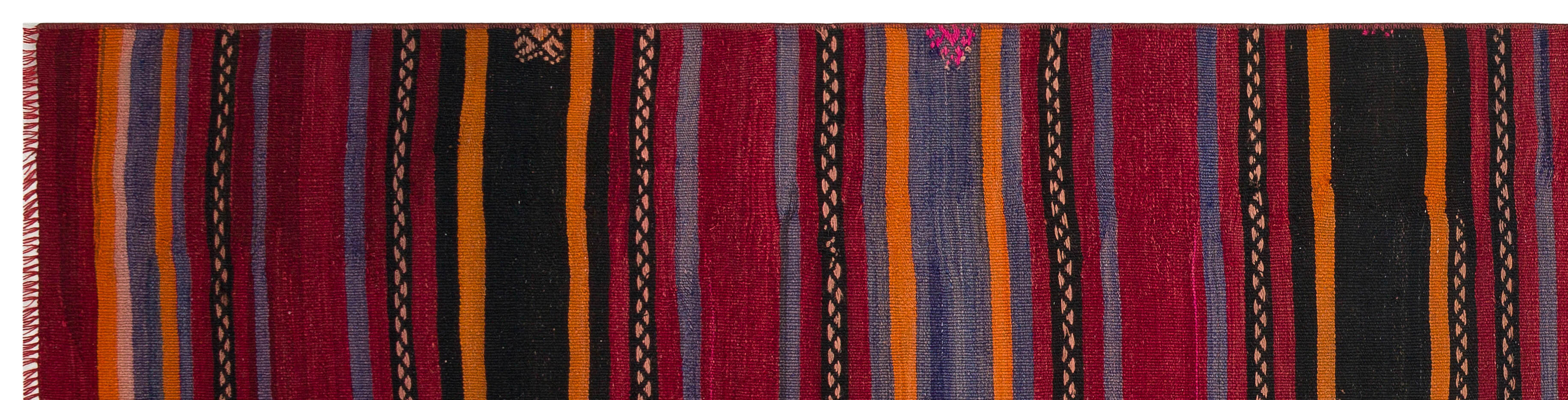Girit Red Striped Wool Handmade Area Rug 2'8" x 11'0"