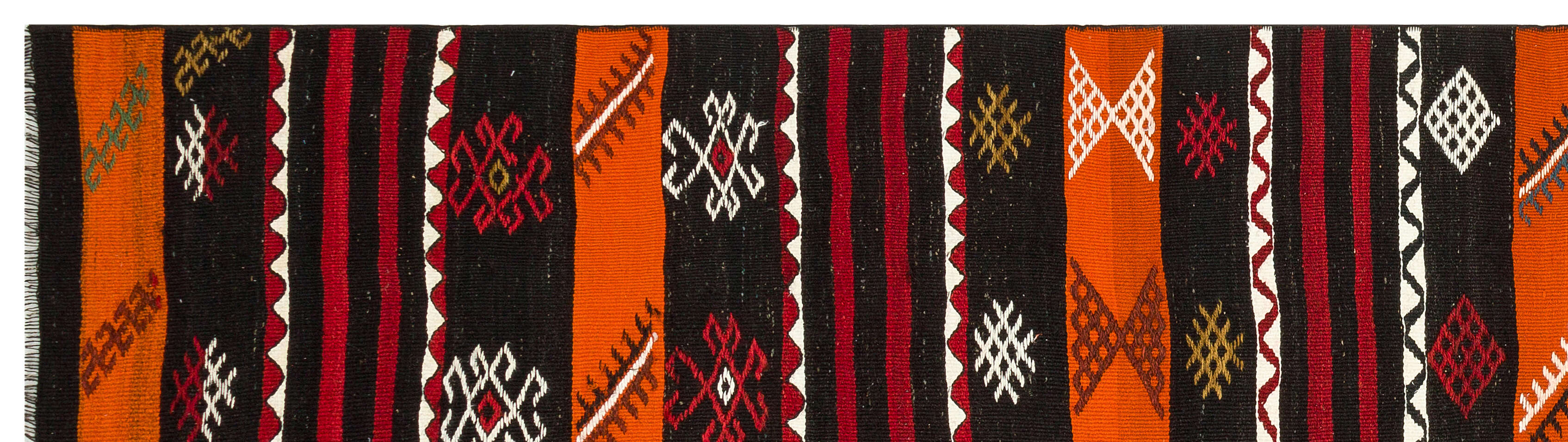 Girit Orange Geometric Wool Handmade Area Rug 2'9" x 10'0"
