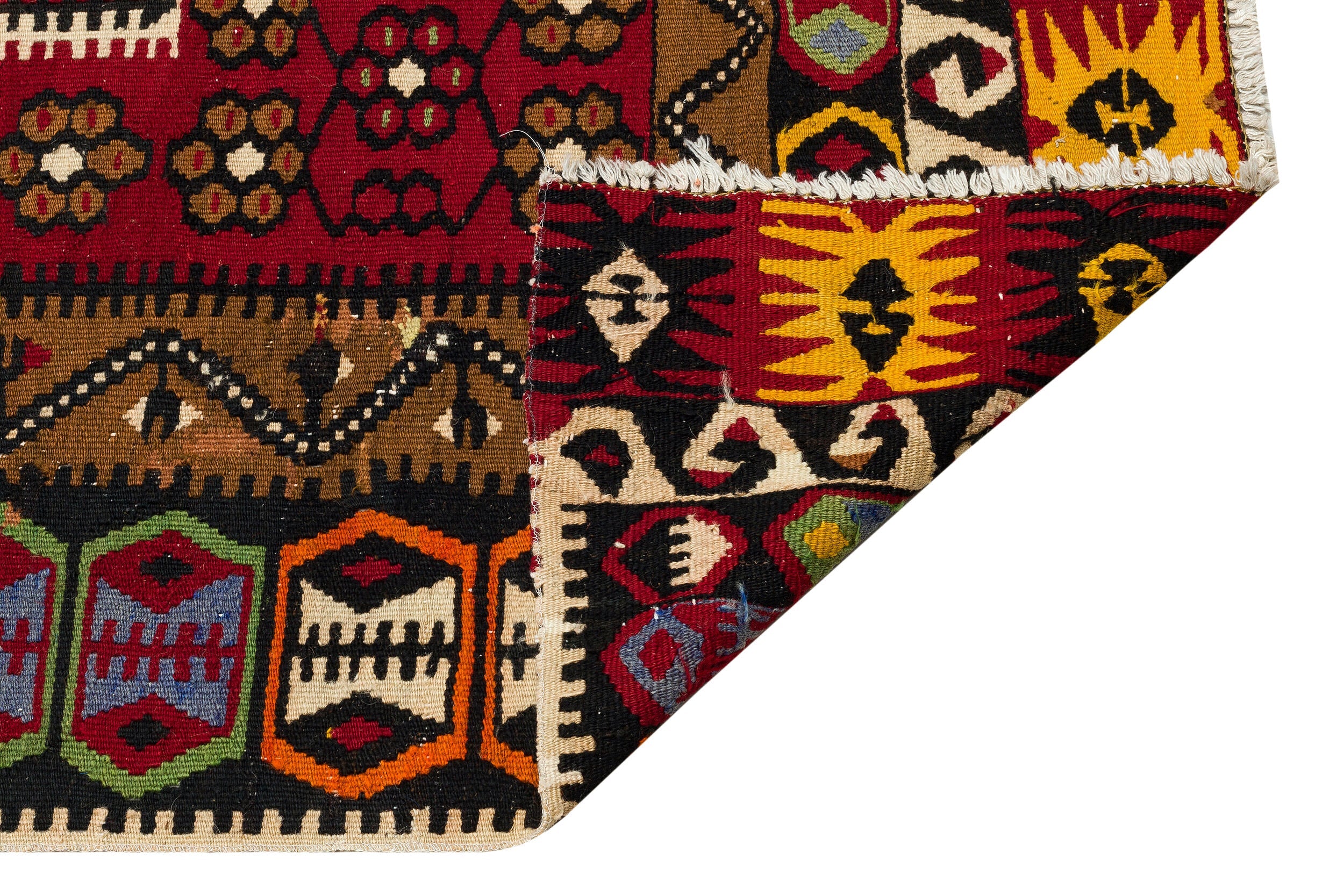 Girit Brown Geometric Wool Handmade Area Rug 4'7" x 10'10"