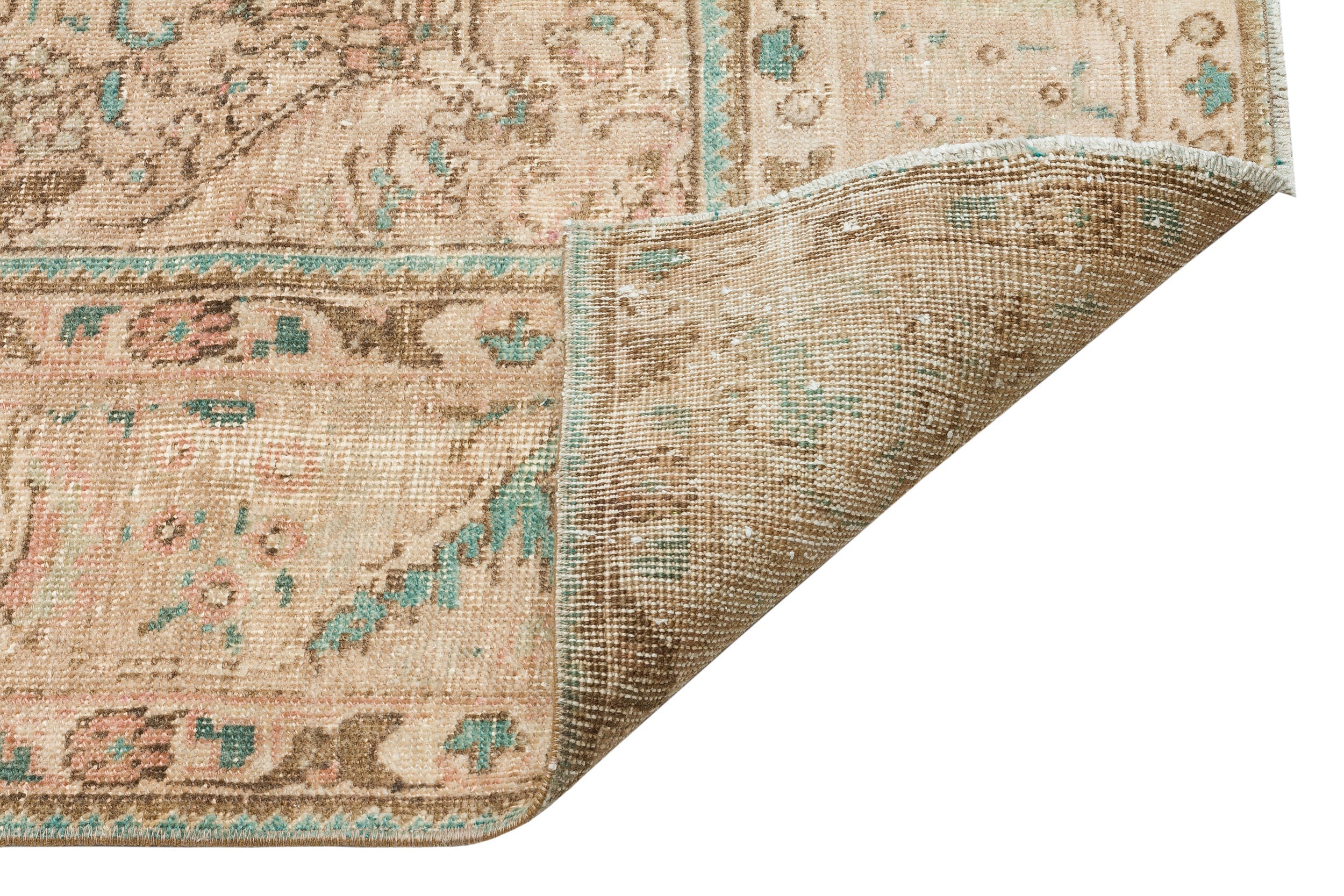 Epir Beige Vintage Wool Handmade Area Rug 2'6" x 8'11"