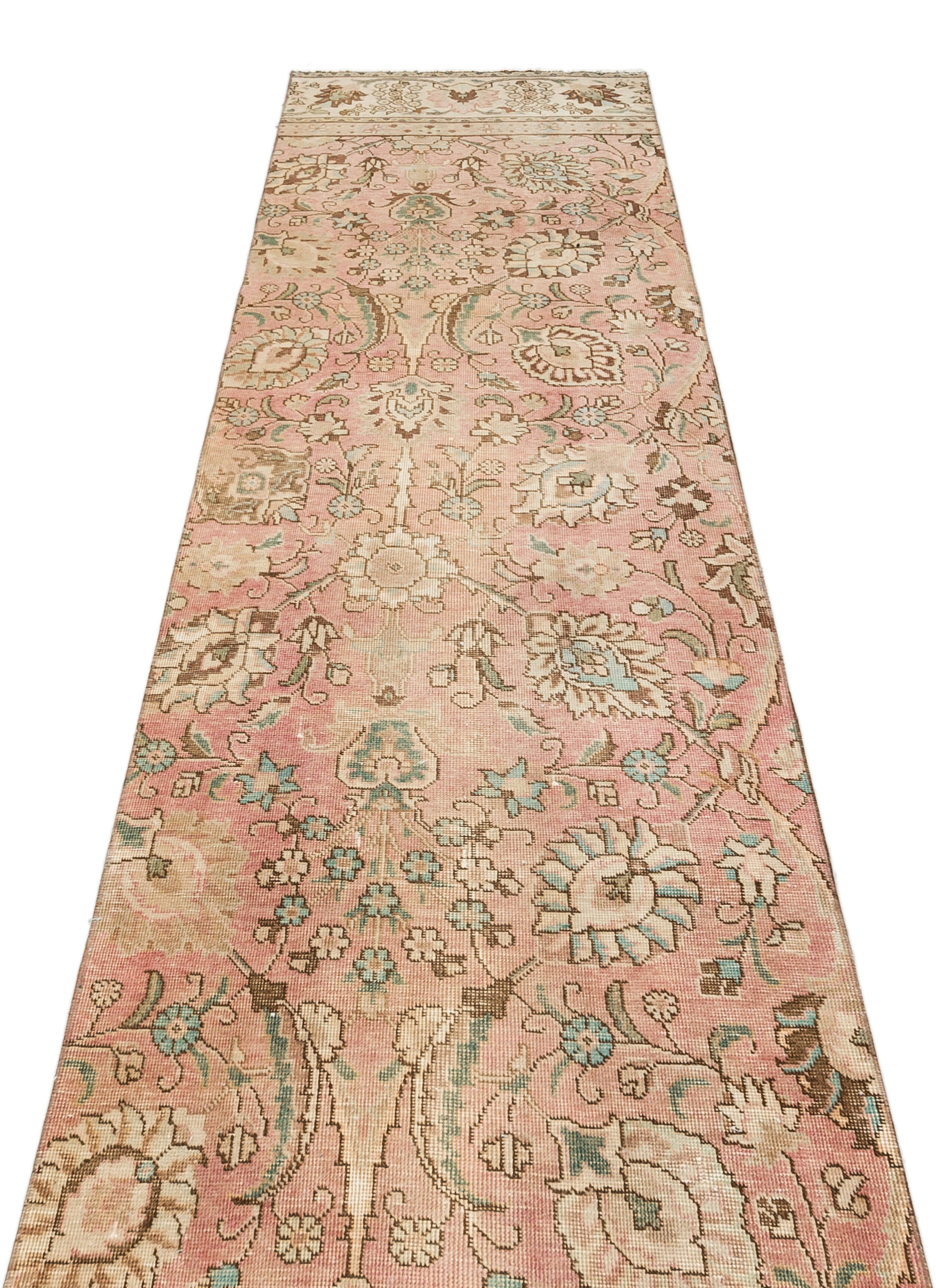 Epir Beige Vintage Wool Handmade Area Rug 2'8" x 12'5"