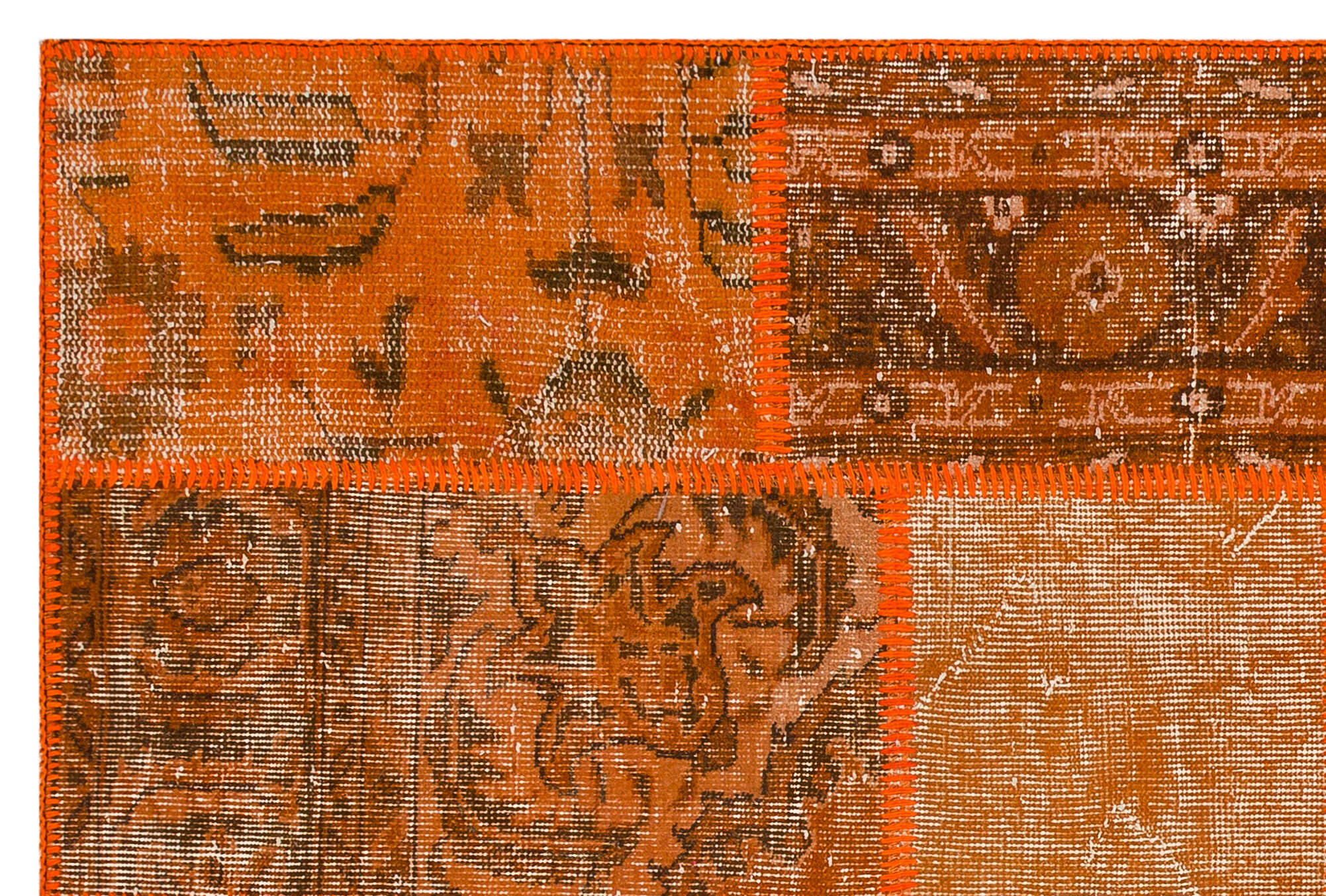 Iskece Orange Vintage Wool Handmade Area Rug 4'0" x 5'11"