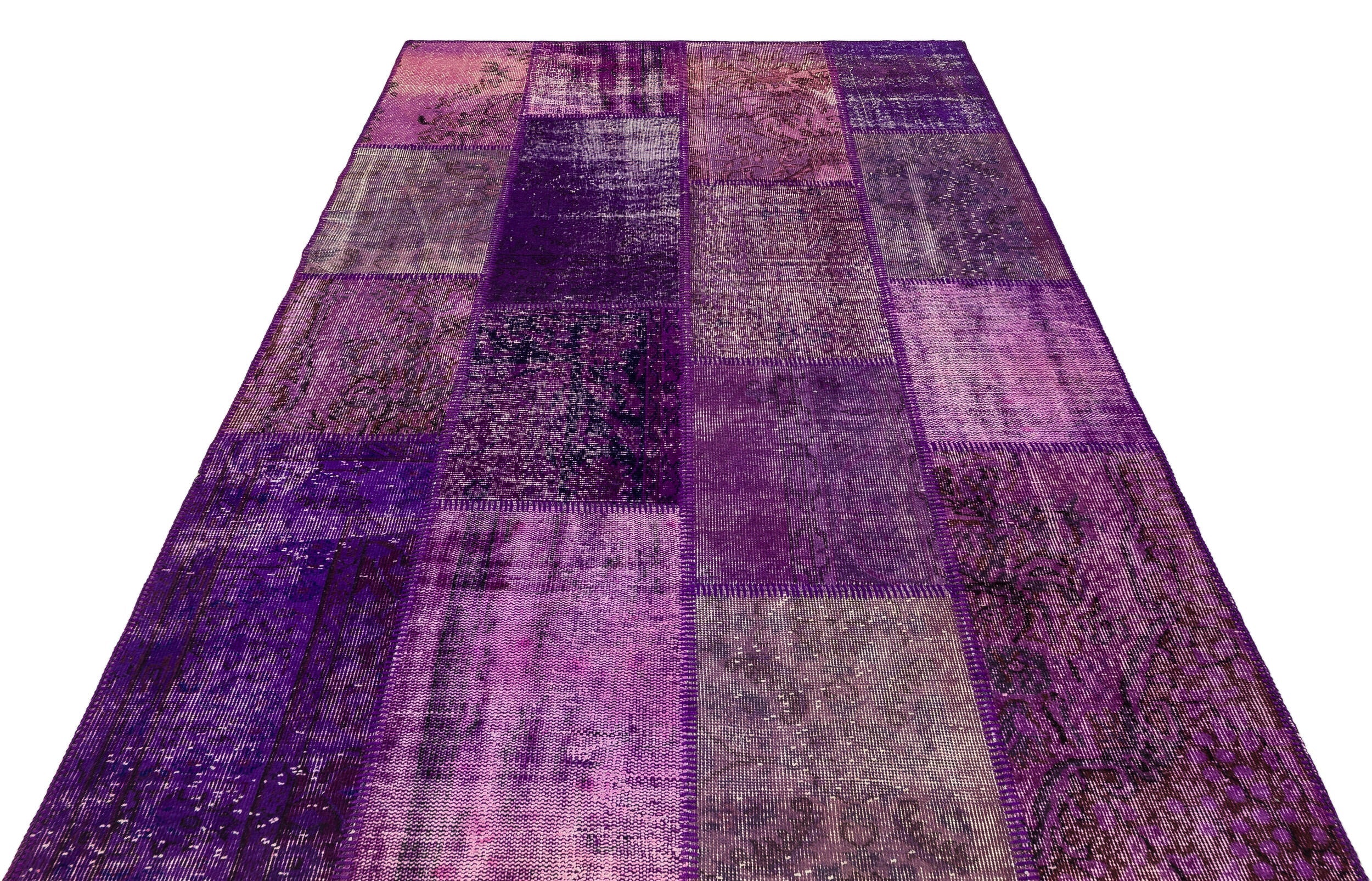 Iskece Purple Vintage Wool Handmade Area Rug 5'4" x 7'7"