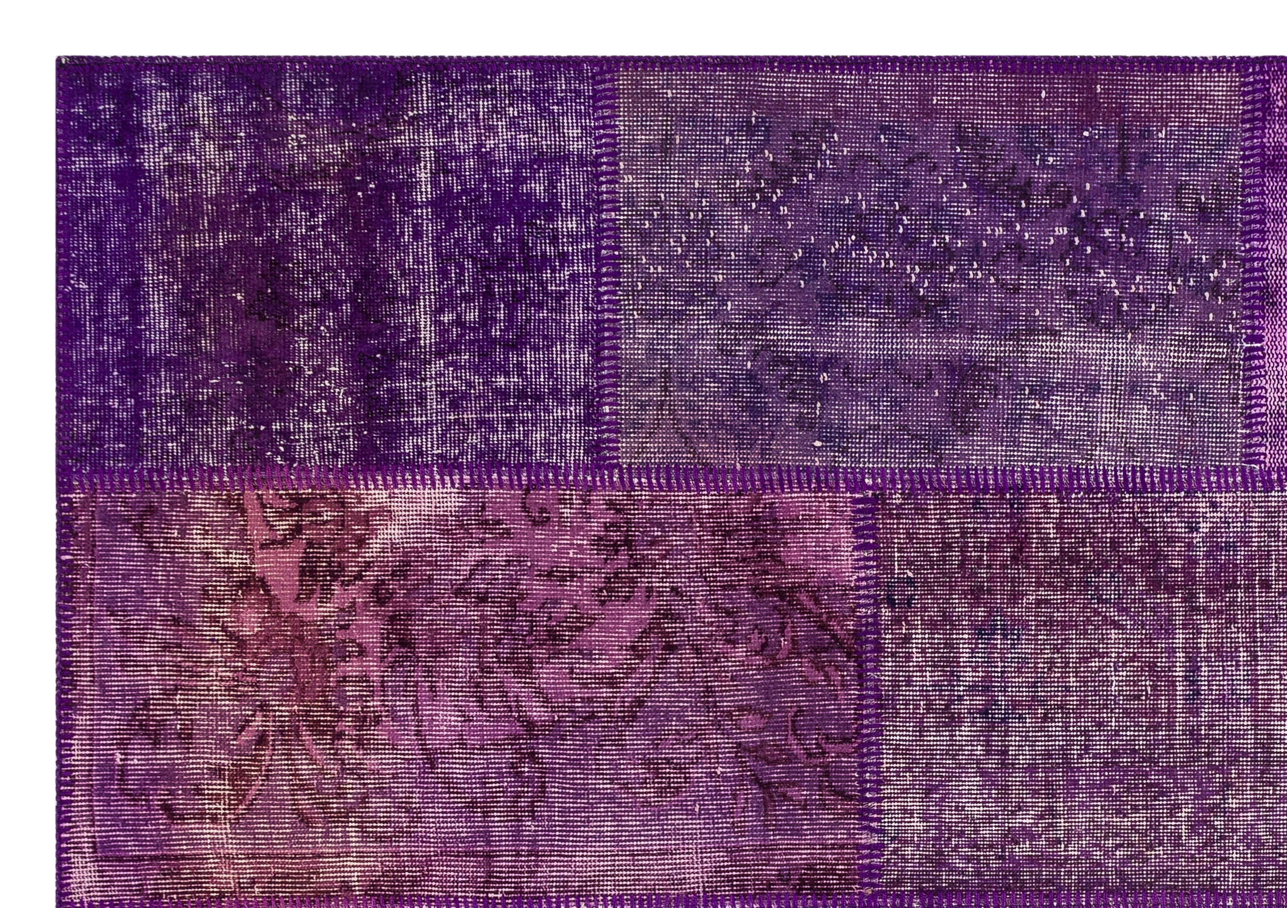 Iskece Purple Vintage Wool Handmade Area Rug 5'4" x 7'7"