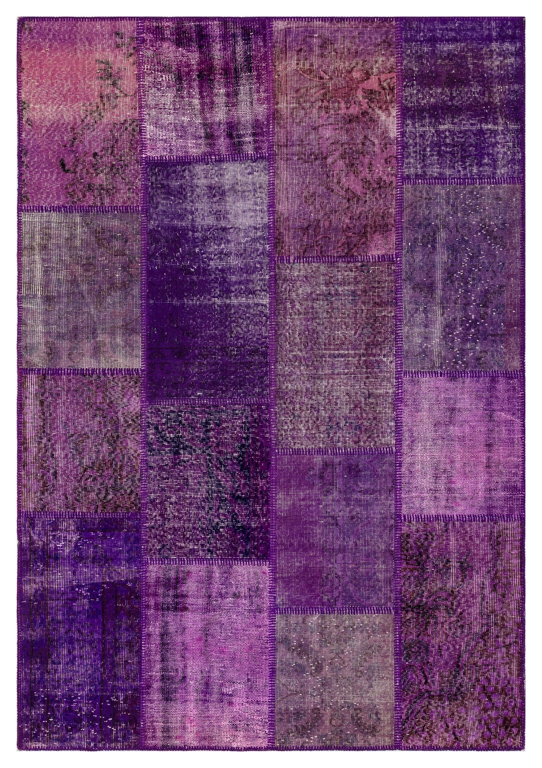 Iskece Purple Vintage Wool Handmade Area Rug 5'4" x 7'7"