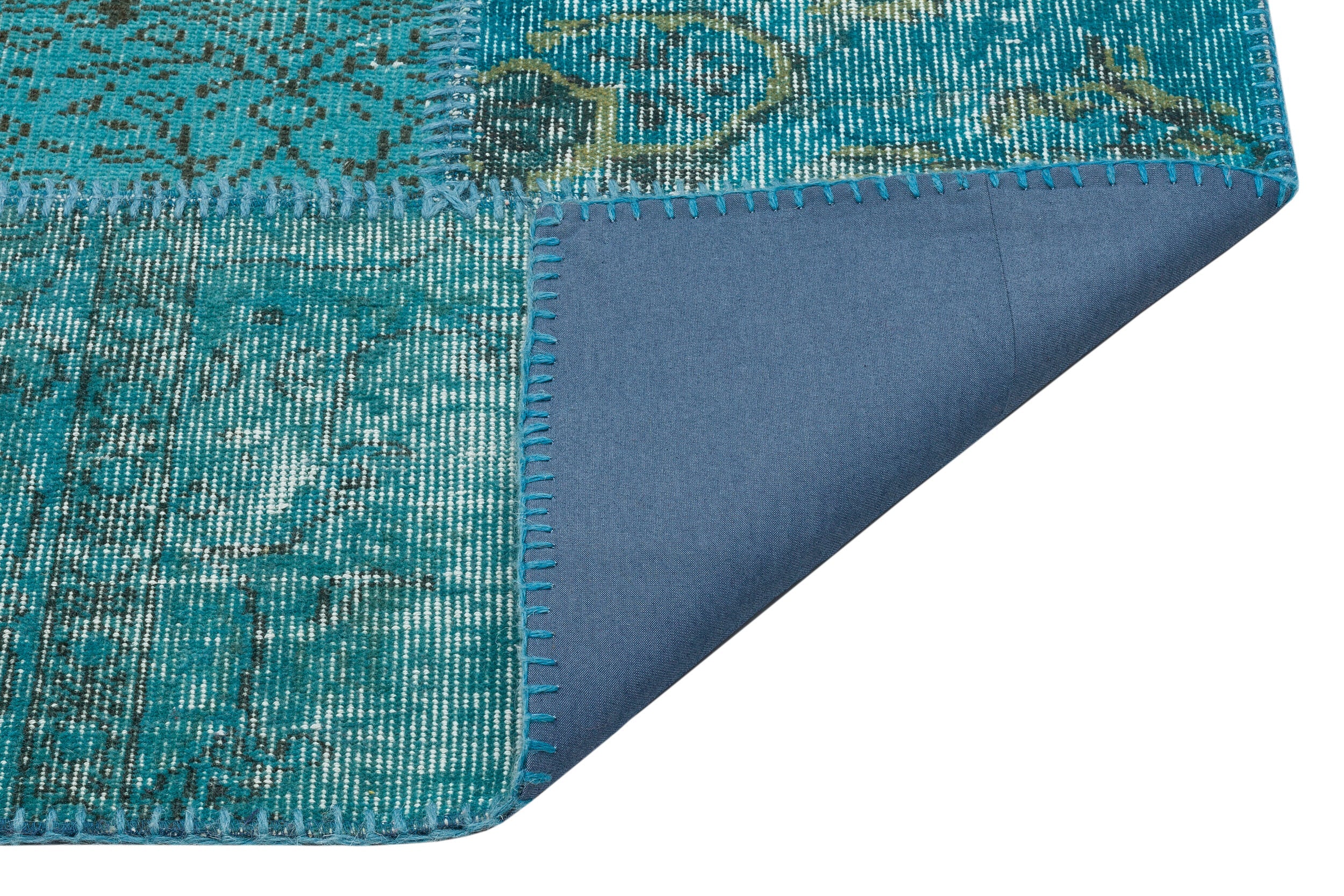 Iskece Turquoise Vintage Wool Handmade Area Rug 5'3" x 7'8"