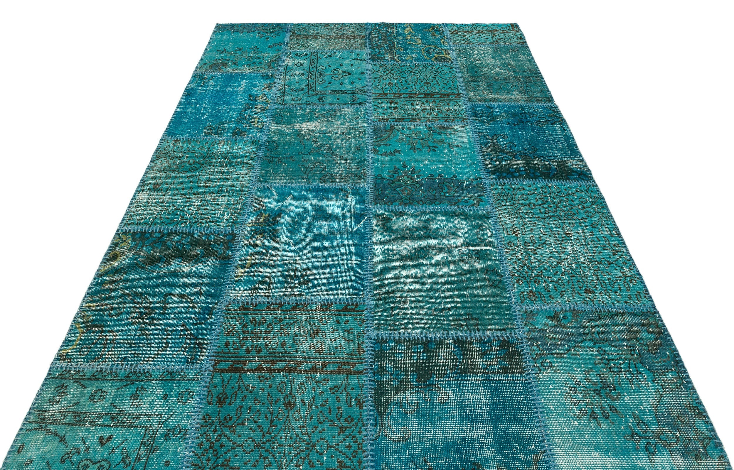 Iskece Turquoise Vintage Wool Handmade Area Rug 5'3" x 7'8"