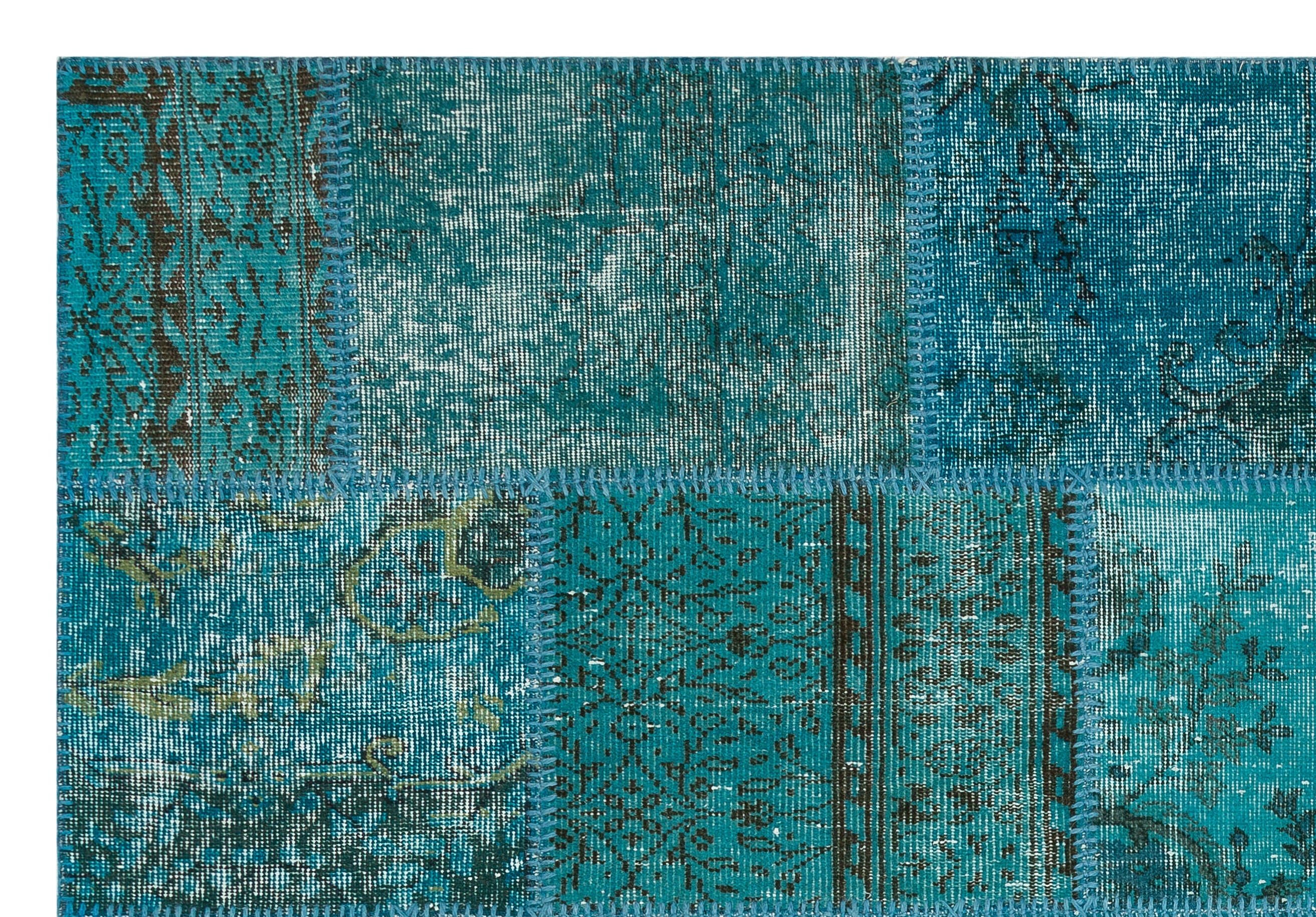 Iskece Turquoise Vintage Wool Handmade Area Rug 5'3" x 7'8"
