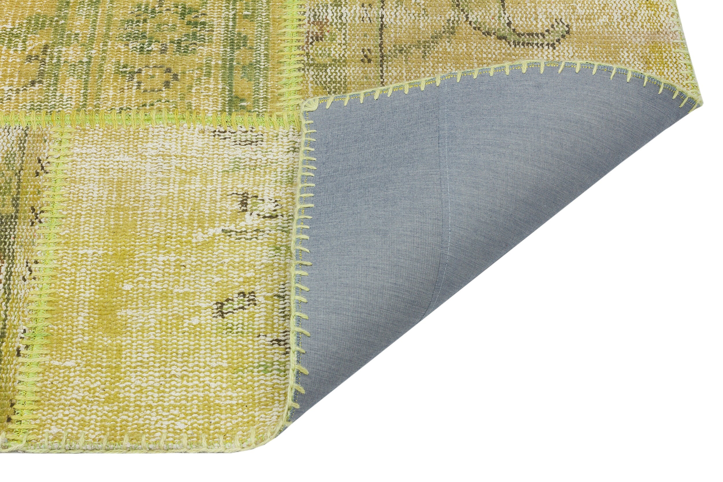 Iskece 36508 Yellow Vintage Wool Handmade Area Rug 5'3" x 7'7"