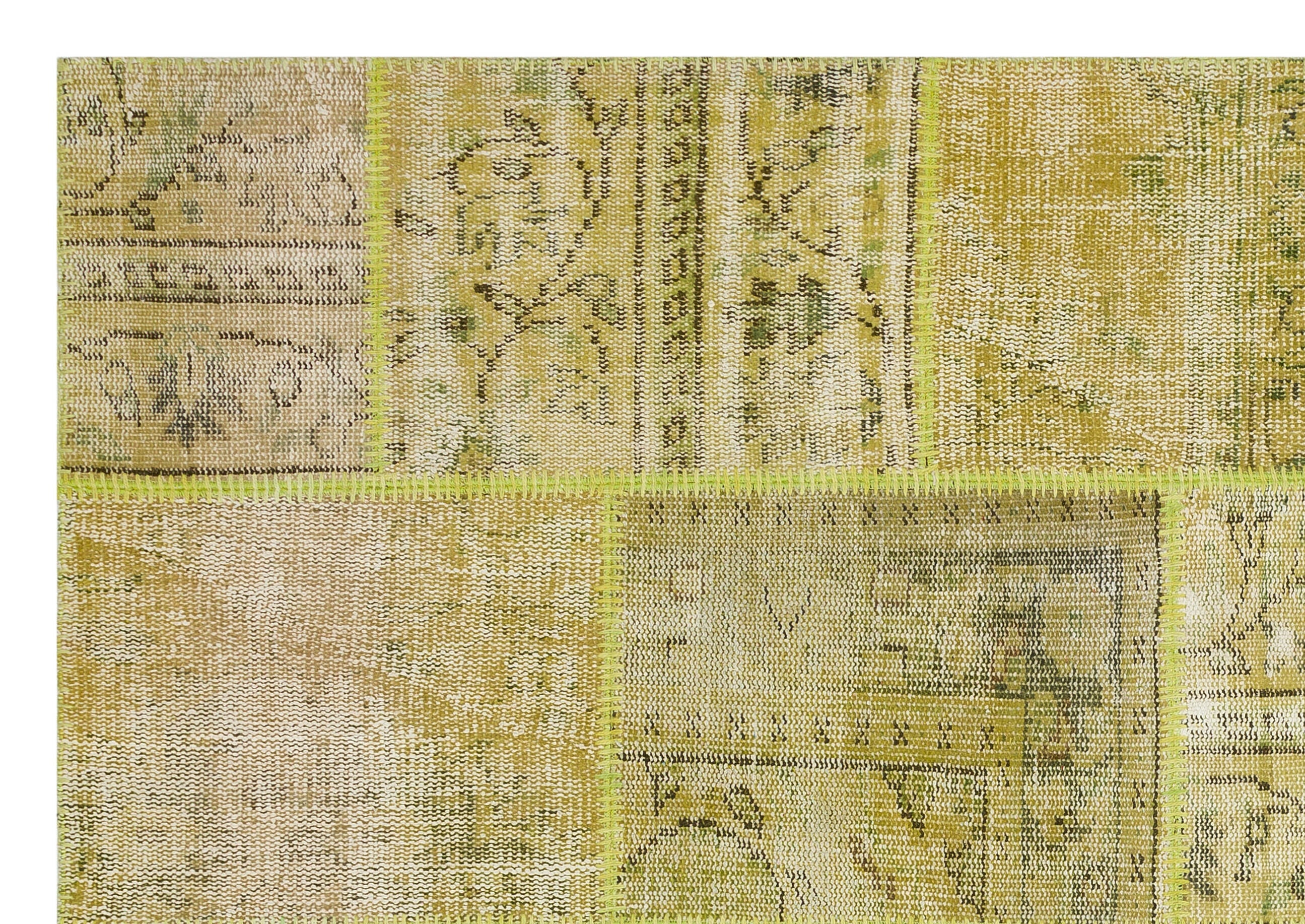 Iskece 36508 Yellow Vintage Wool Handmade Area Rug 5'3" x 7'7"