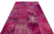 Iskece Pink Vintage Wool Handmade Area Rug 5'3" x 7'7"
