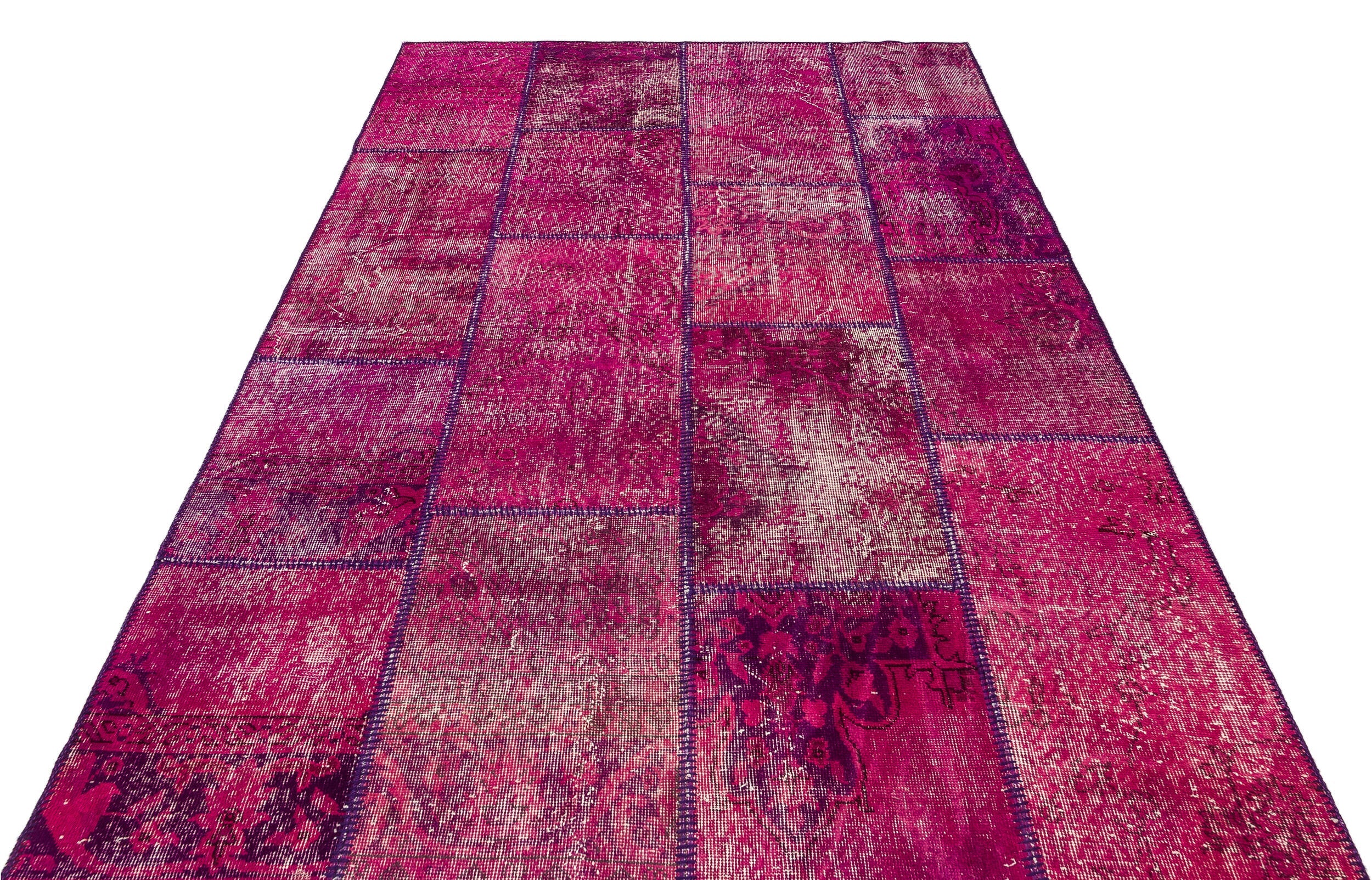 Iskece Pink Vintage Wool Handmade Area Rug 5'3" x 7'7"