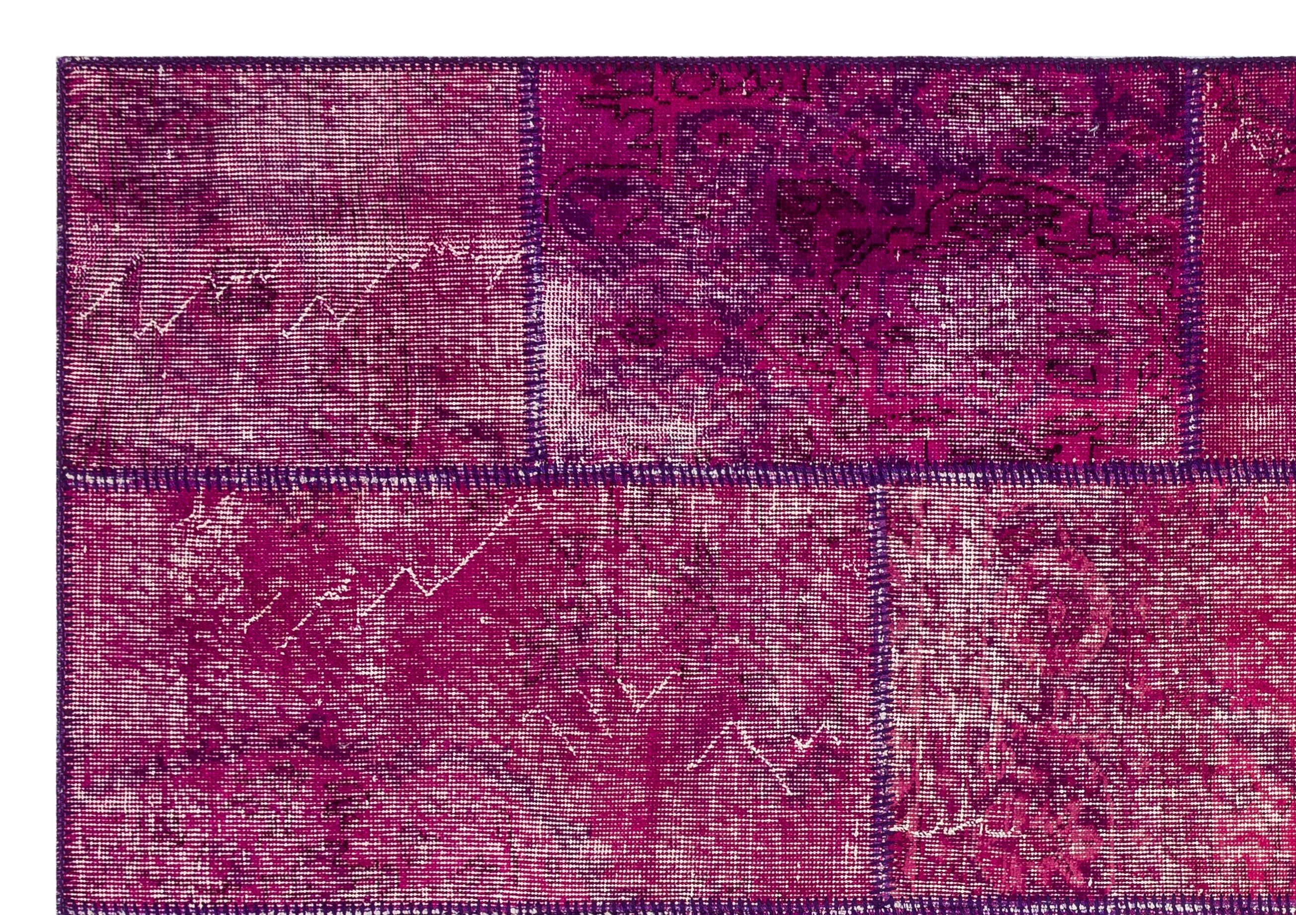 Iskece Pink Vintage Wool Handmade Area Rug 5'3" x 7'7"
