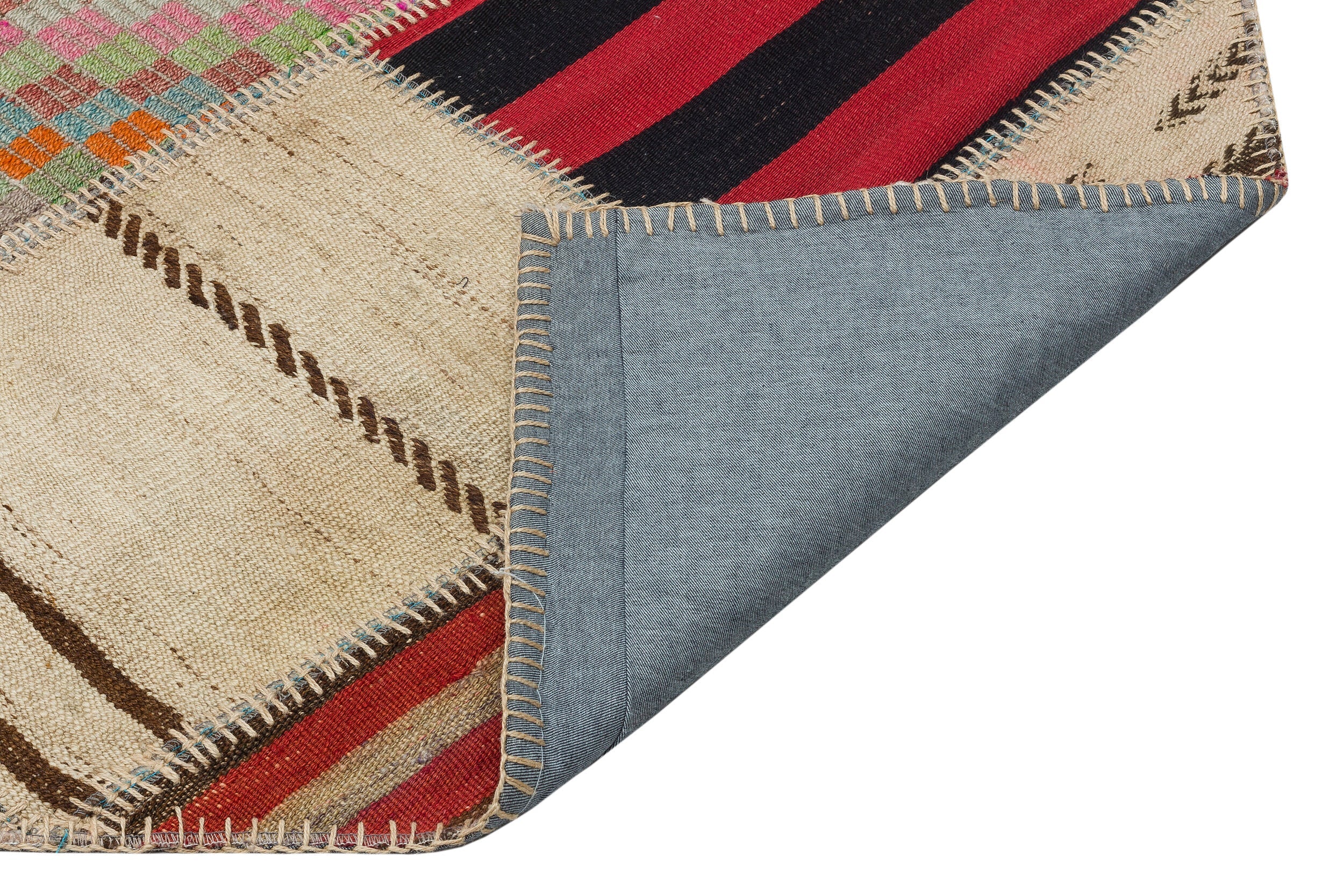 Teselya Beige Vintage Wool Handmade Area Rug 5'3" x 7'7"