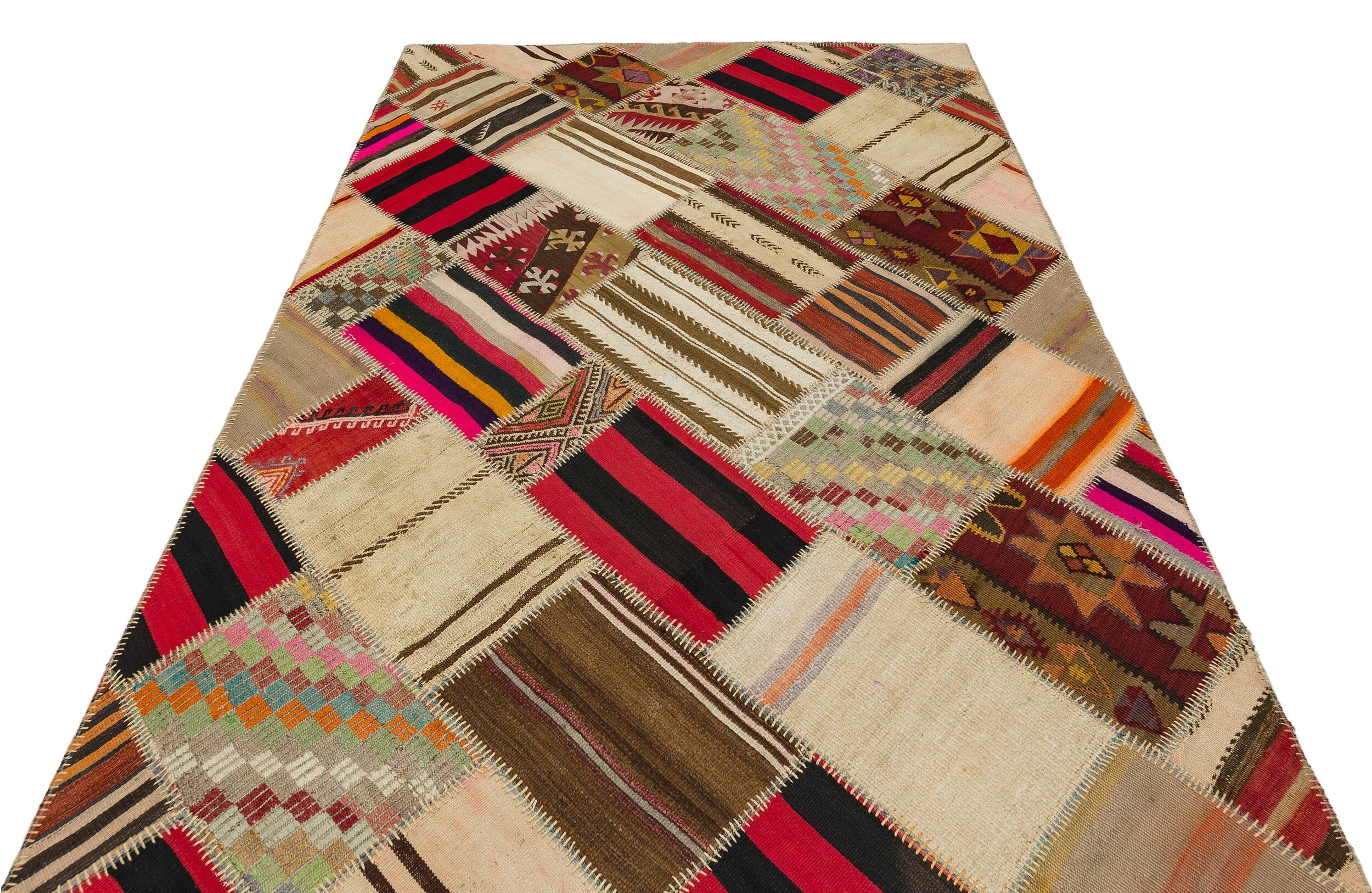 Teselya Beige Vintage Wool Handmade Area Rug 5'3" x 7'7"