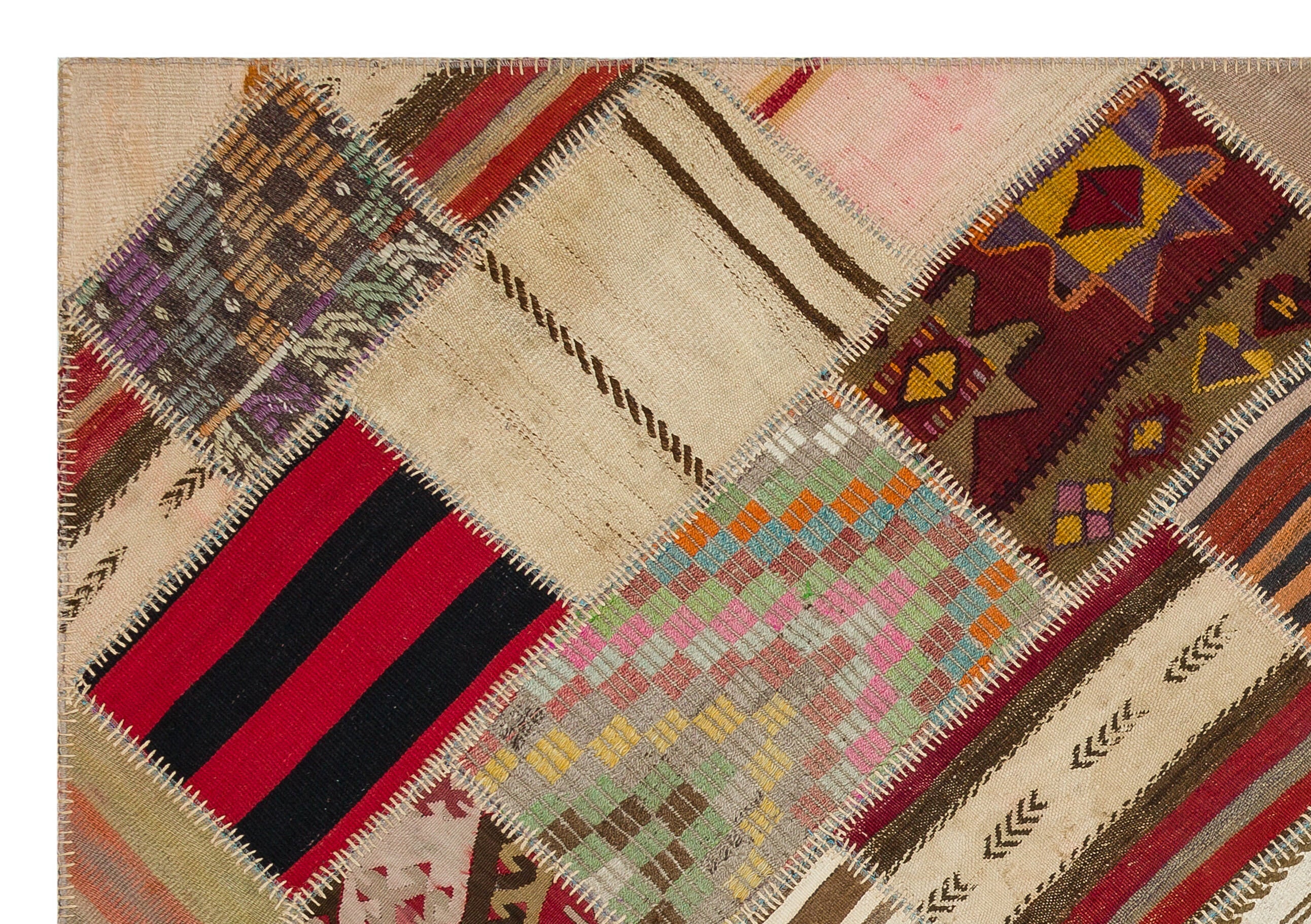 Teselya Beige Vintage Wool Handmade Area Rug 5'3" x 7'7"