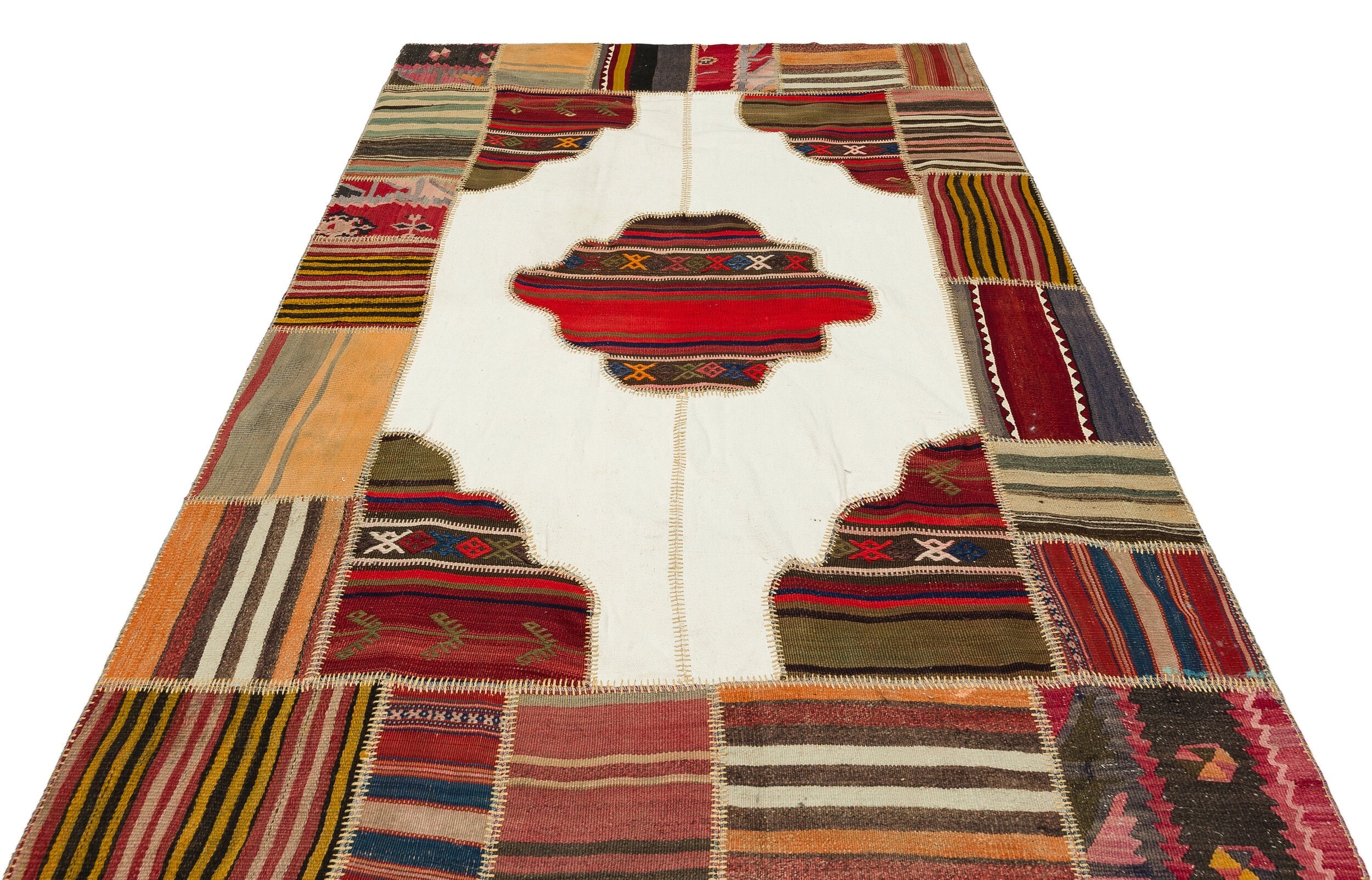 Teselya Red Vintage Wool Handmade Area Rug 5'3" x 7'4"