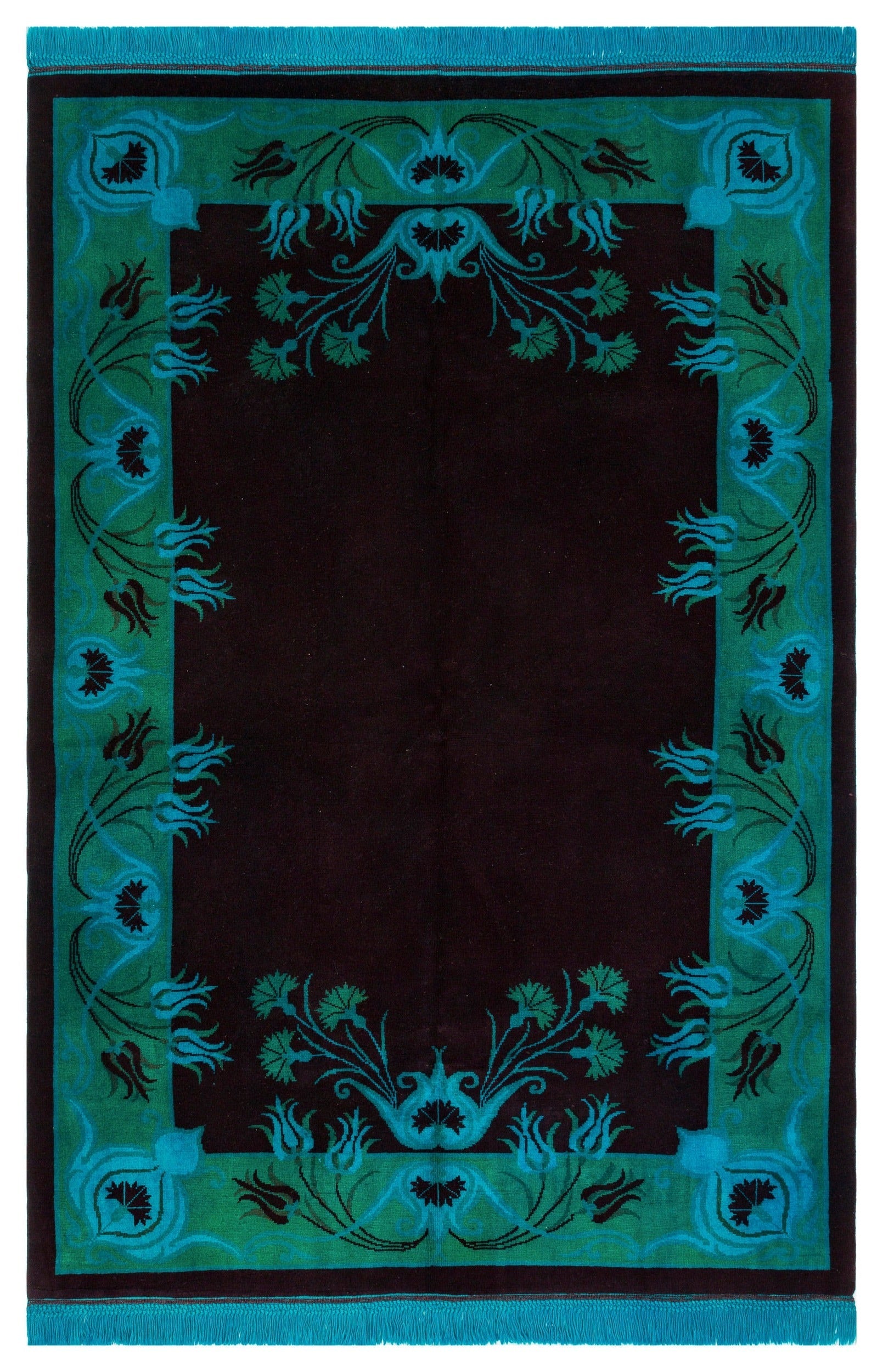 Kavala Green Classic Wool Handmade Area Rug 5'5" x 8'2"
