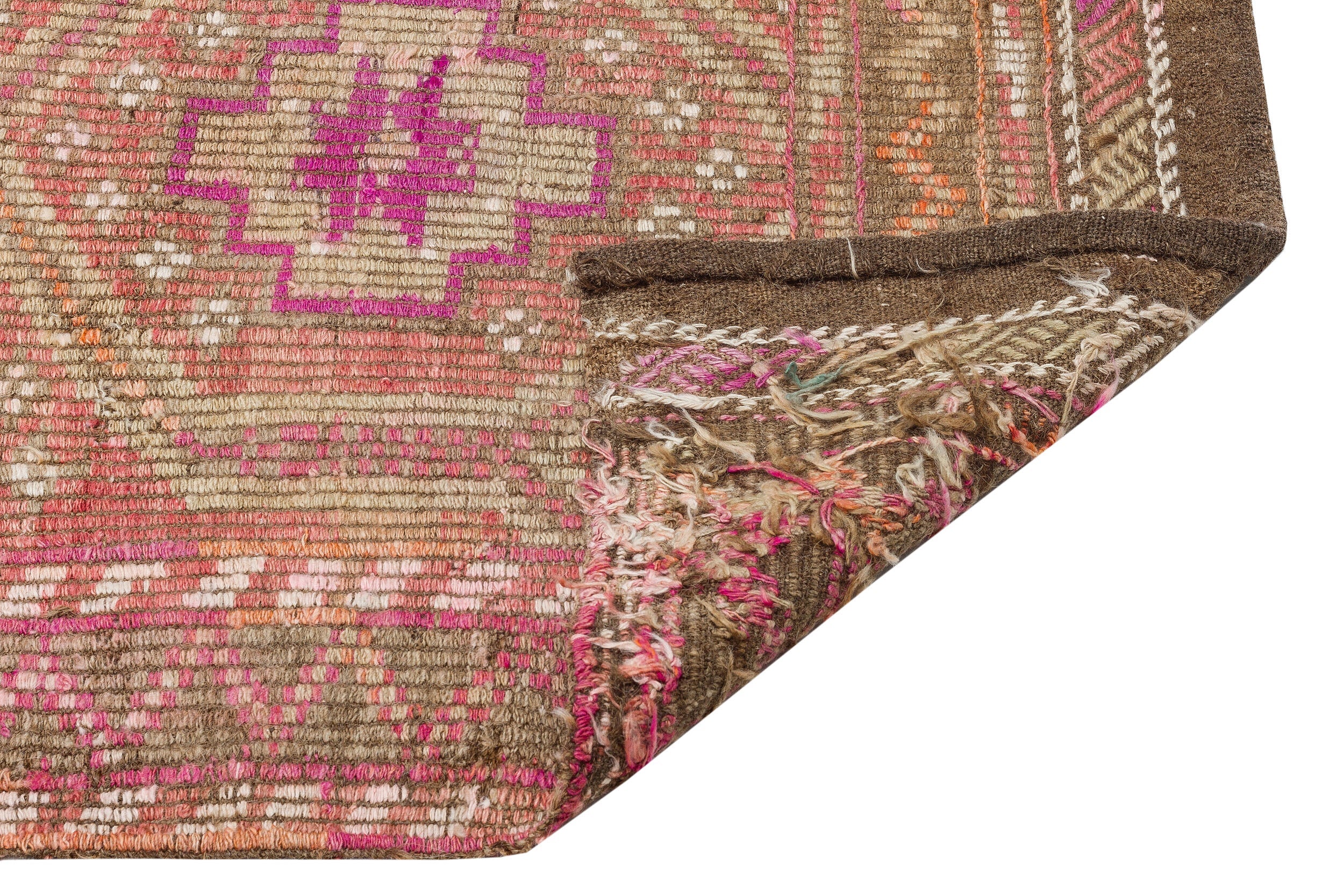 Girit Brown Geometric Wool Handmade Area Rug 5'9" x 9'9"