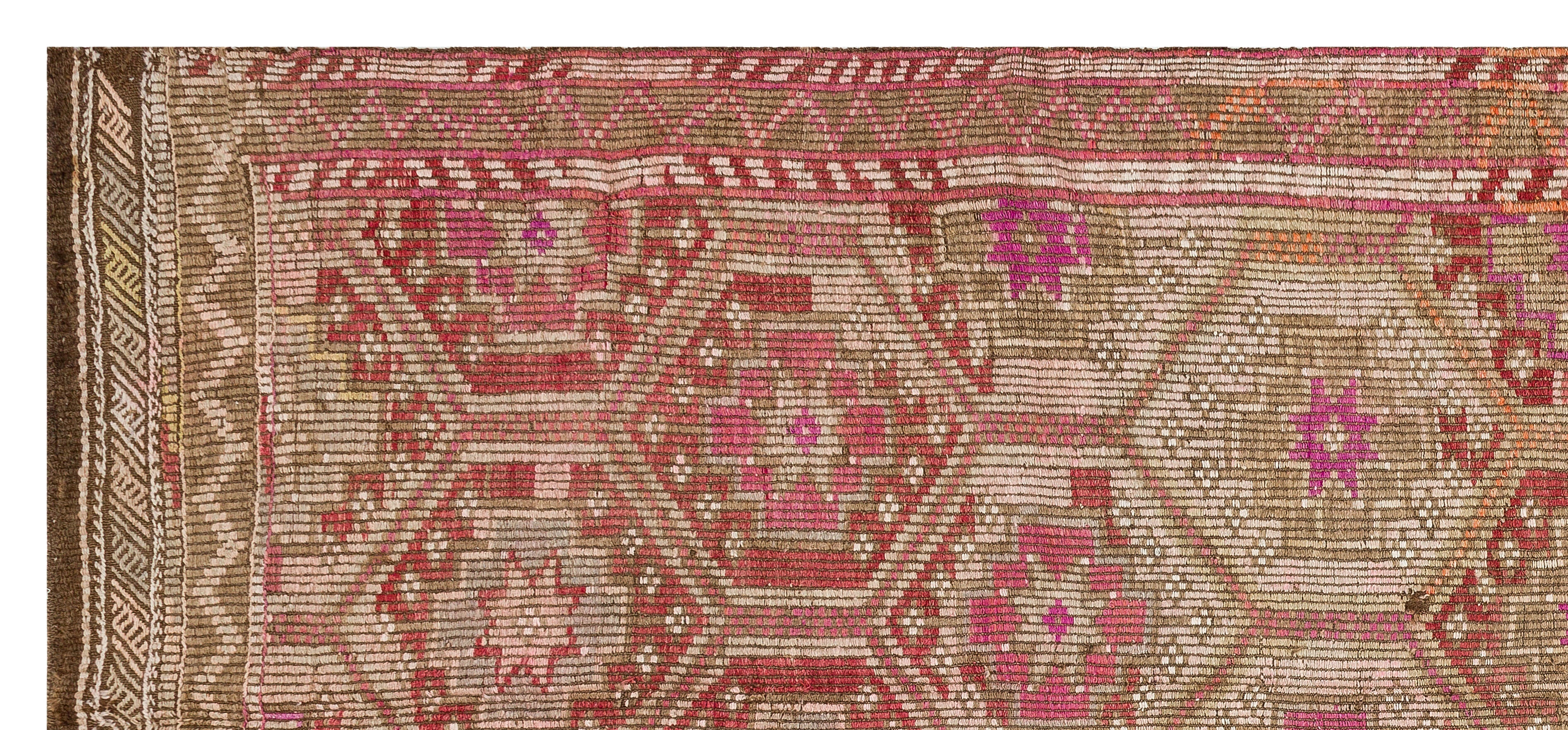 Girit Brown Geometric Wool Handmade Area Rug 5'9" x 9'9"