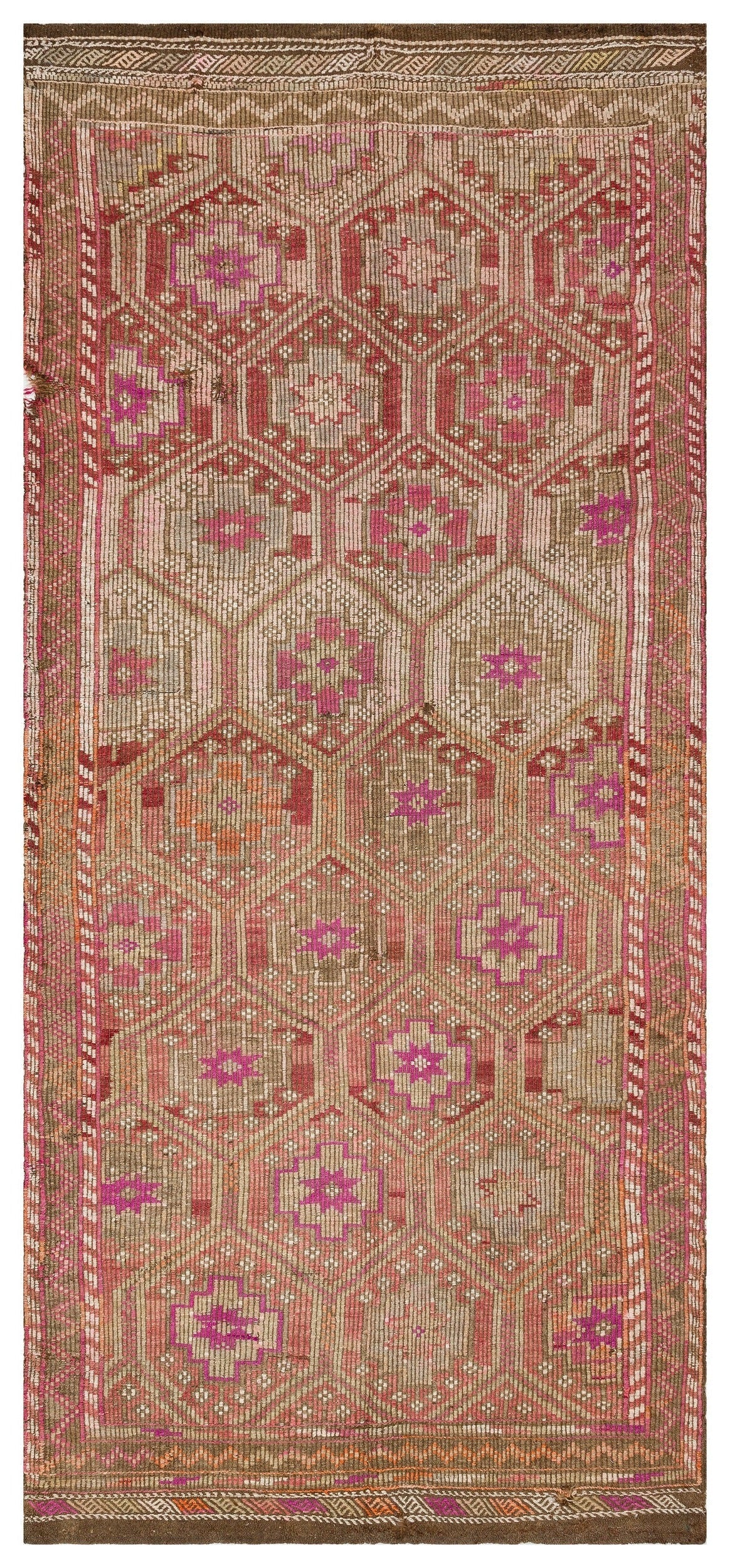 Girit Brown Geometric Wool Handmade Area Rug 5'9" x 9'9"