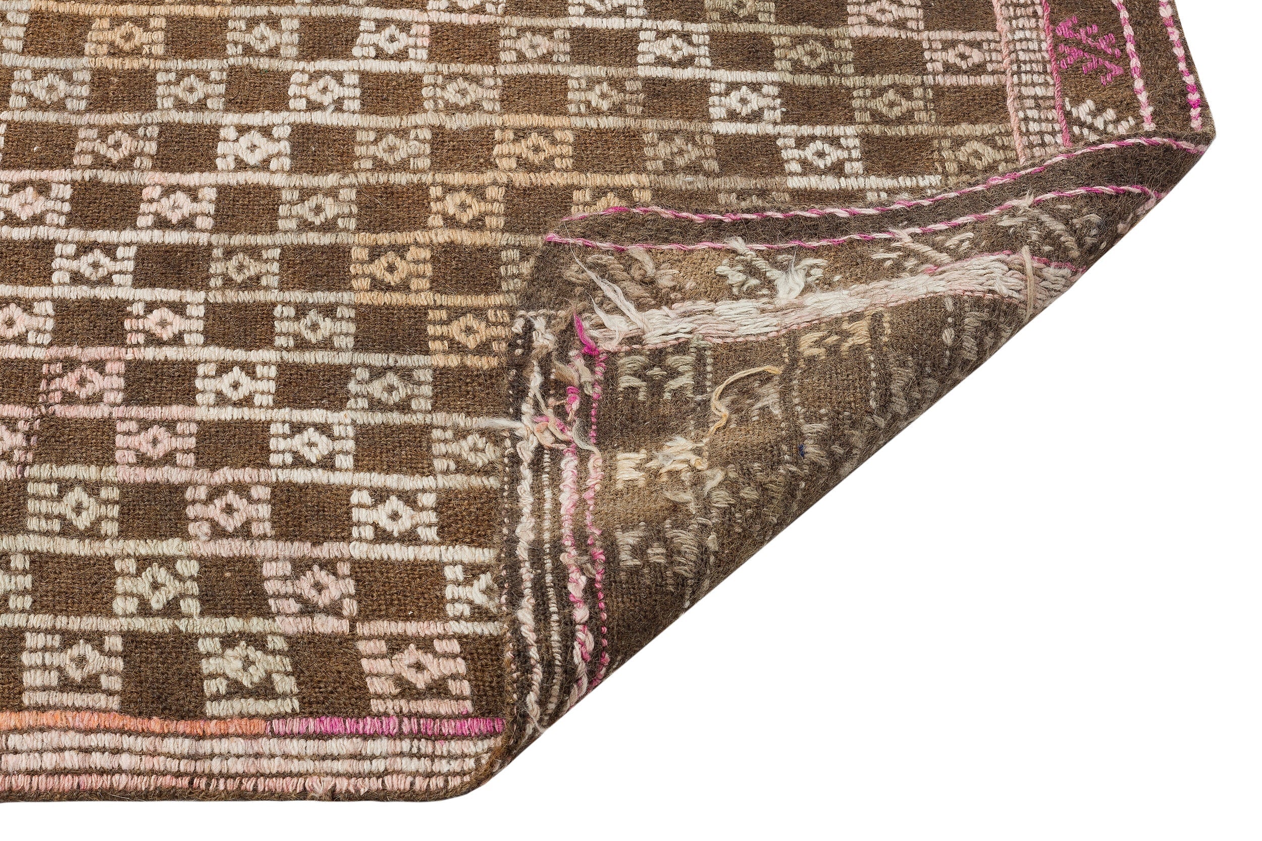 Girit Brown Geometric Wool Handmade Area Rug 4'6" x 9'4"